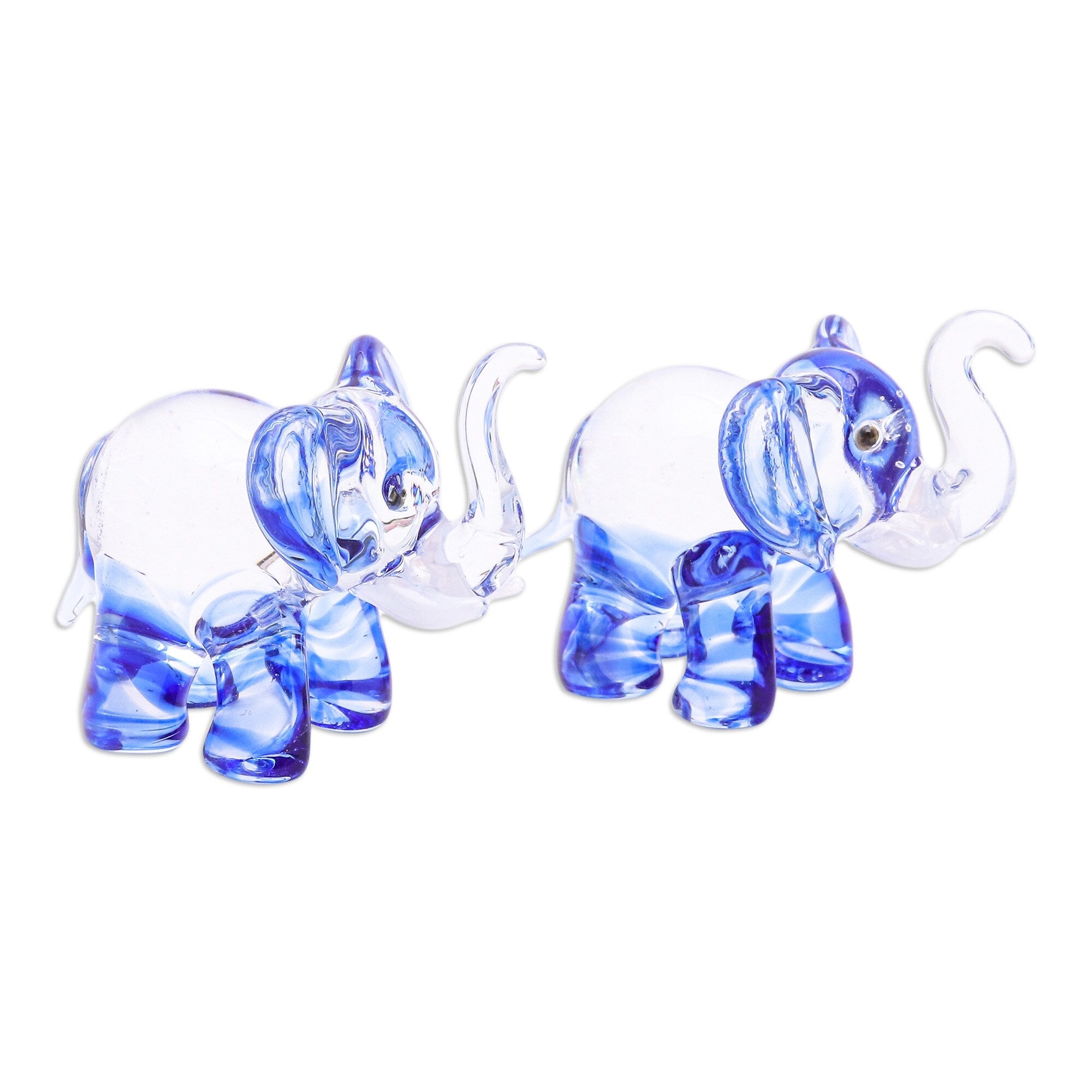 Novica Handmade The Blue Giants Handblown Glass Figurines (Pair)