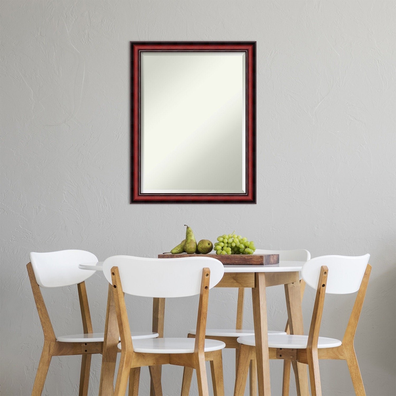 Beveled Wood Wall Mirror - Rubino Cherry Scoop Frame