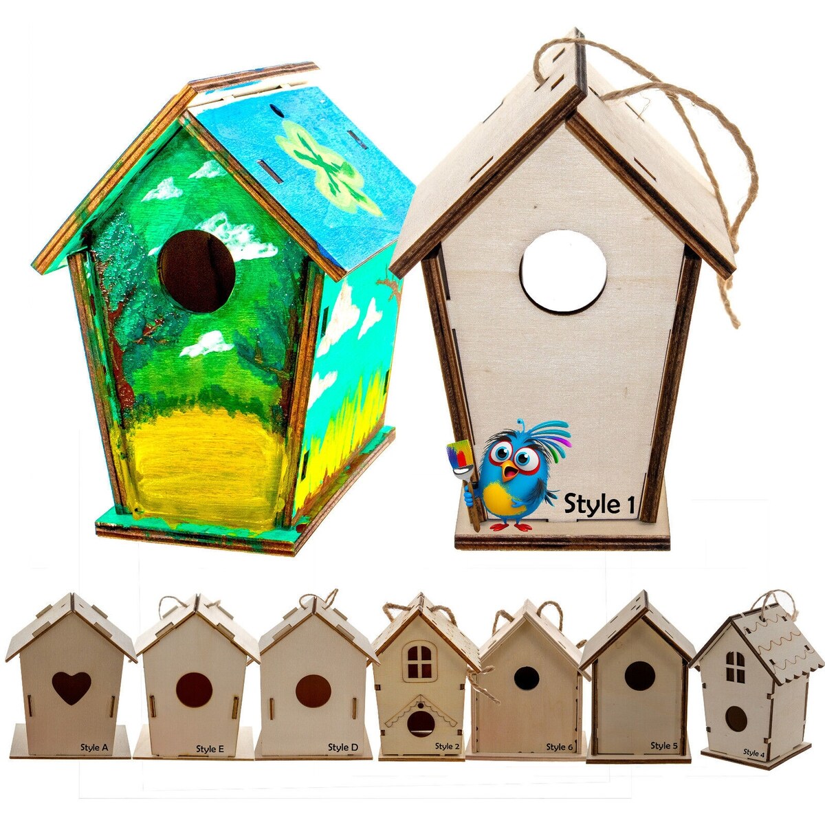 DIY Birdhouse Homemade Wooden - Build Your Own Bird House w/ Easy Painting Kit