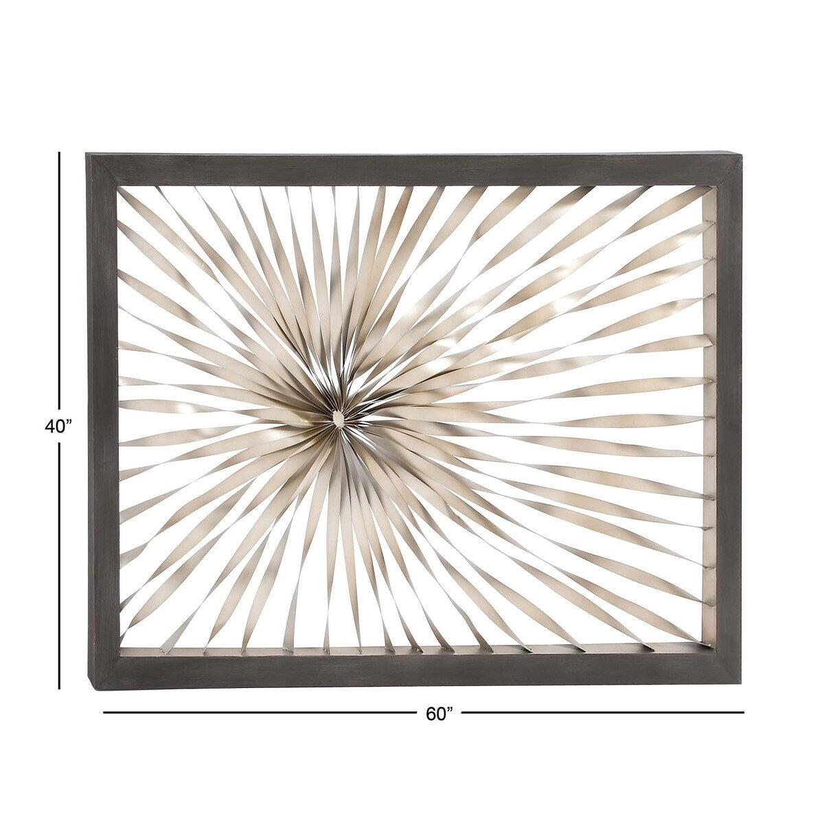 Metal Sunburst Coiled Ribbon Home Wall Decor with Black Frame - Silver - Roche River Decor