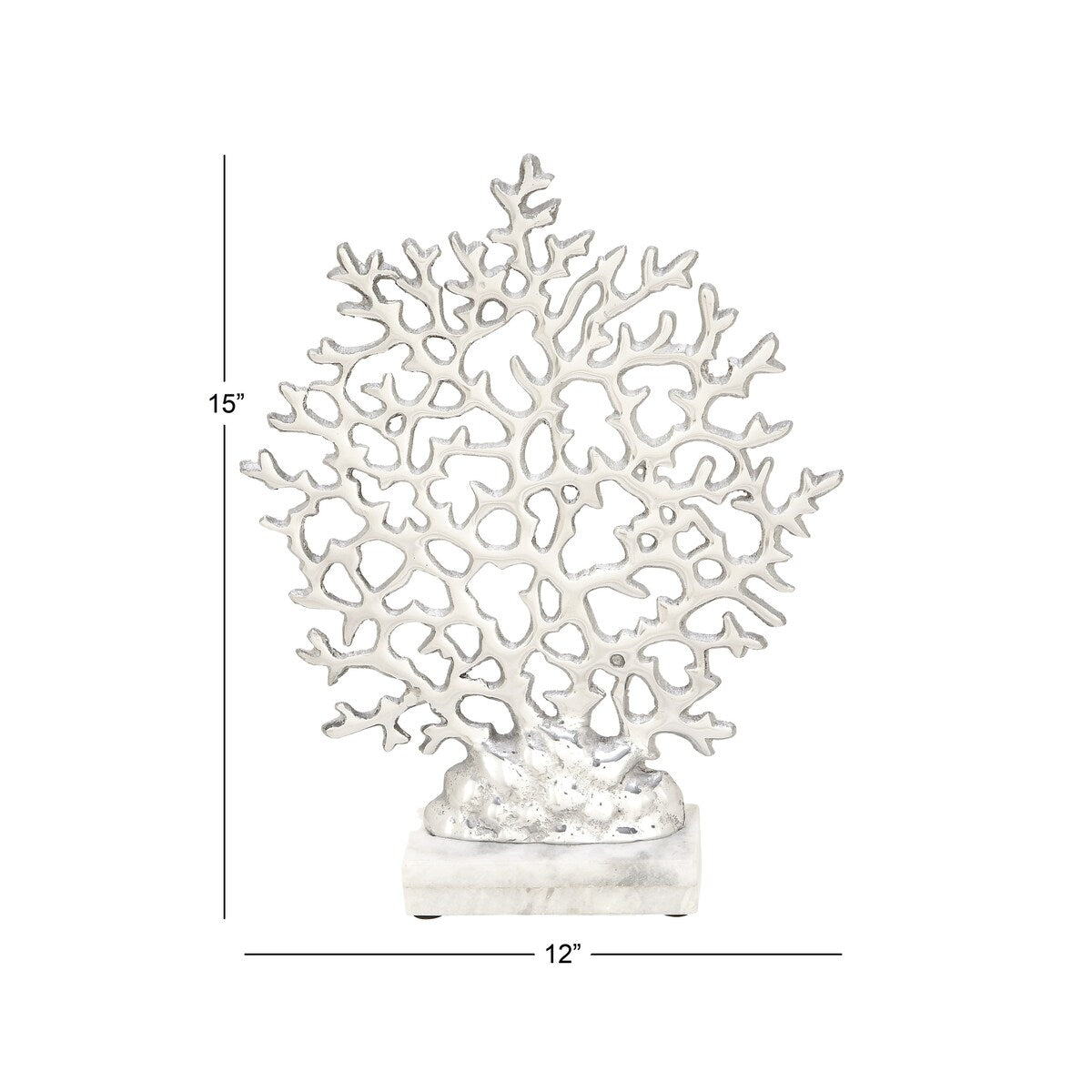 Marble Coral Decorative Sculpture - Silver - Roche River Decor