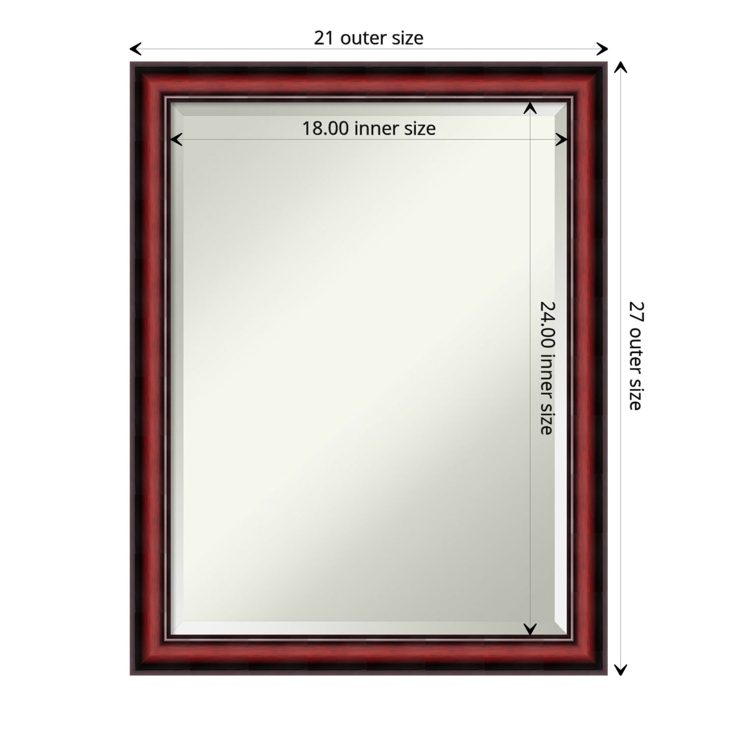 Beveled Wood Wall Mirror - Rubino Cherry Scoop Frame