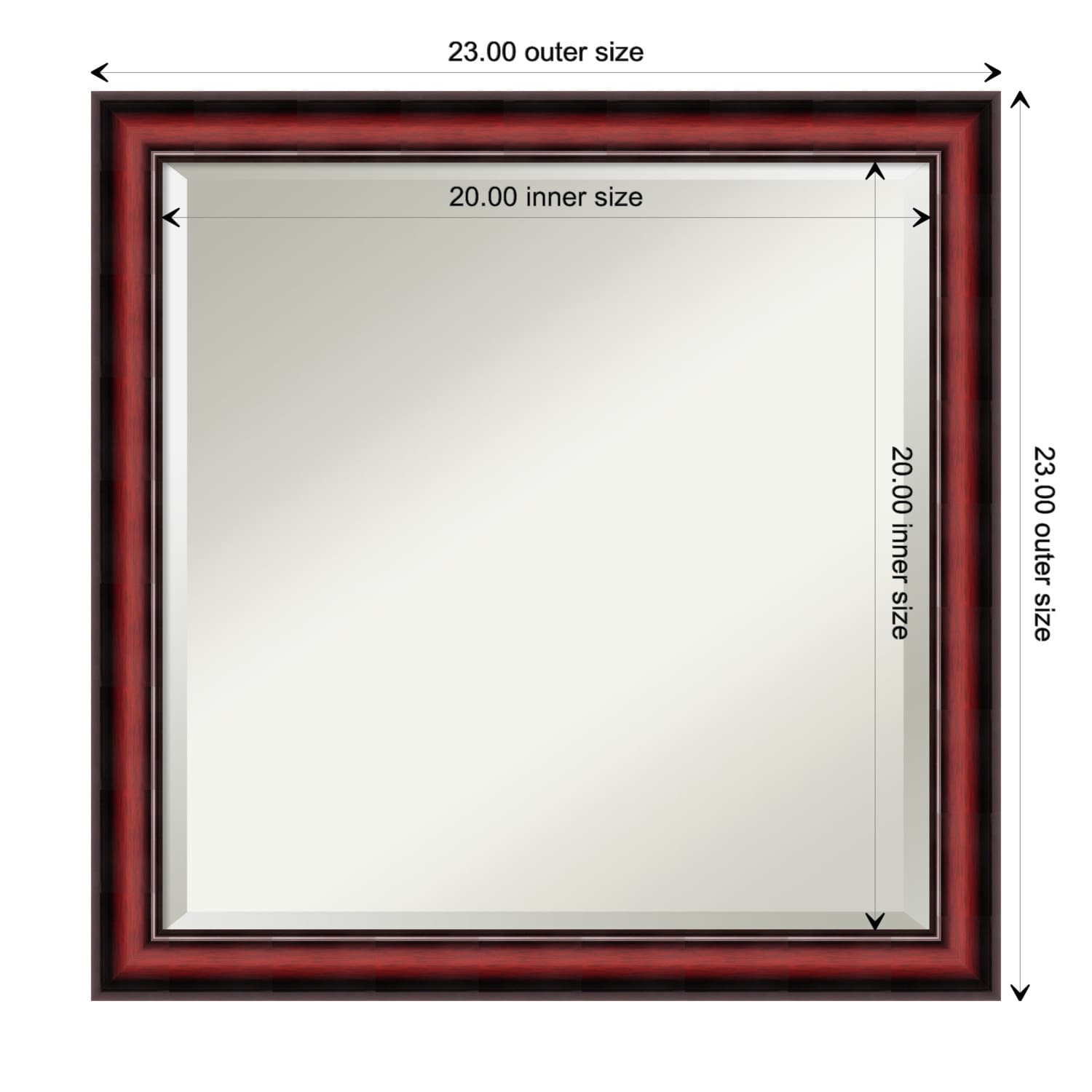 Beveled Wood Wall Mirror - Rubino Cherry Scoop Frame