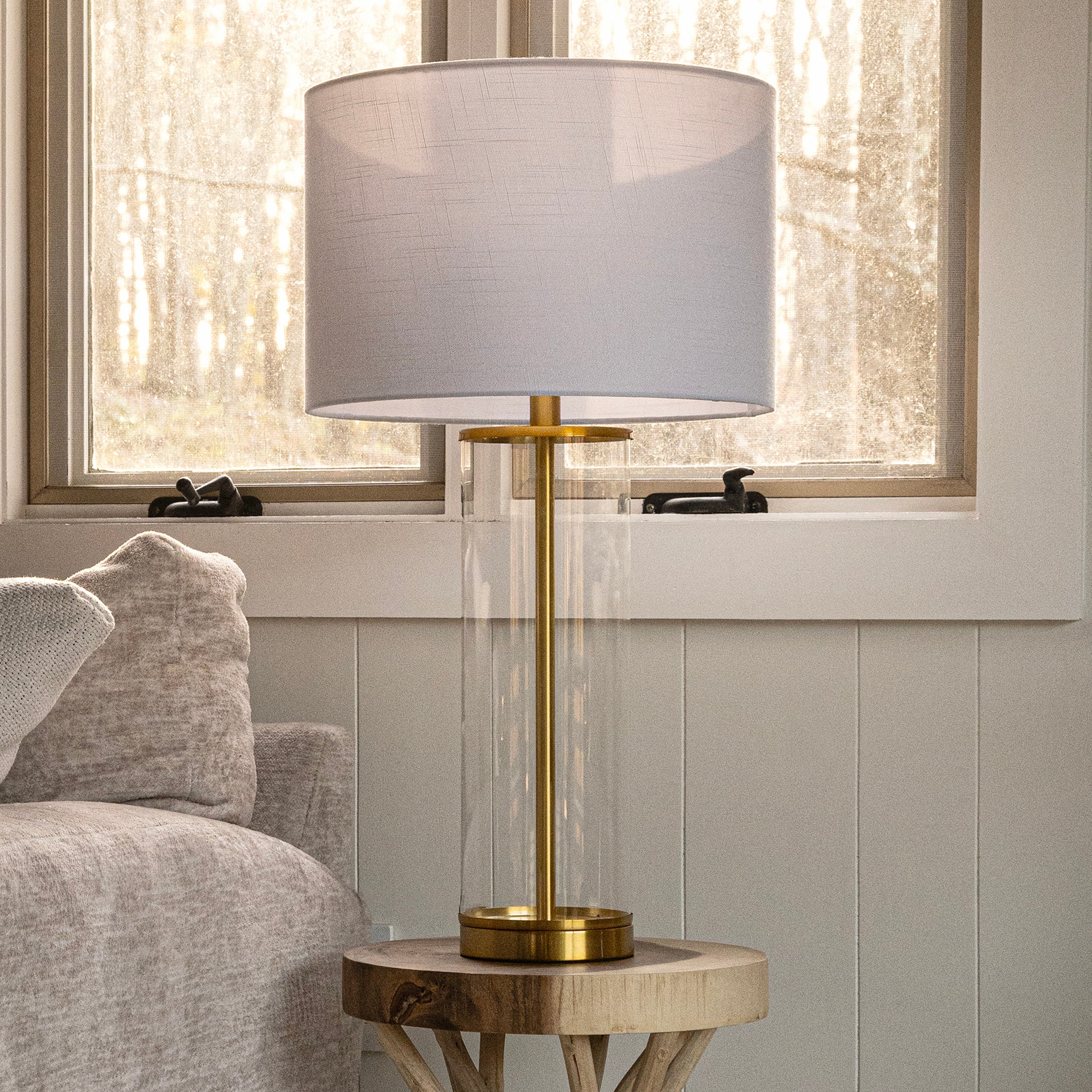 Parish 29 Glass LED Table Lamp, Clear/Chrome by JONATHAN Y