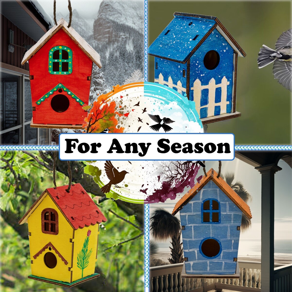 DIY Birdhouse Homemade Wooden - Build Your Own Bird House w/ Easy Painting Kit