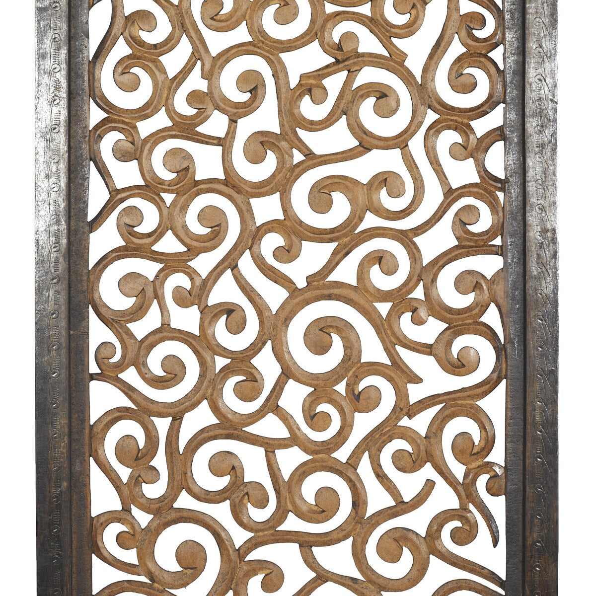 Wood Floral Handmade Intricately Carved Scroll Home Wall Decor - Brown - Roche River Decor