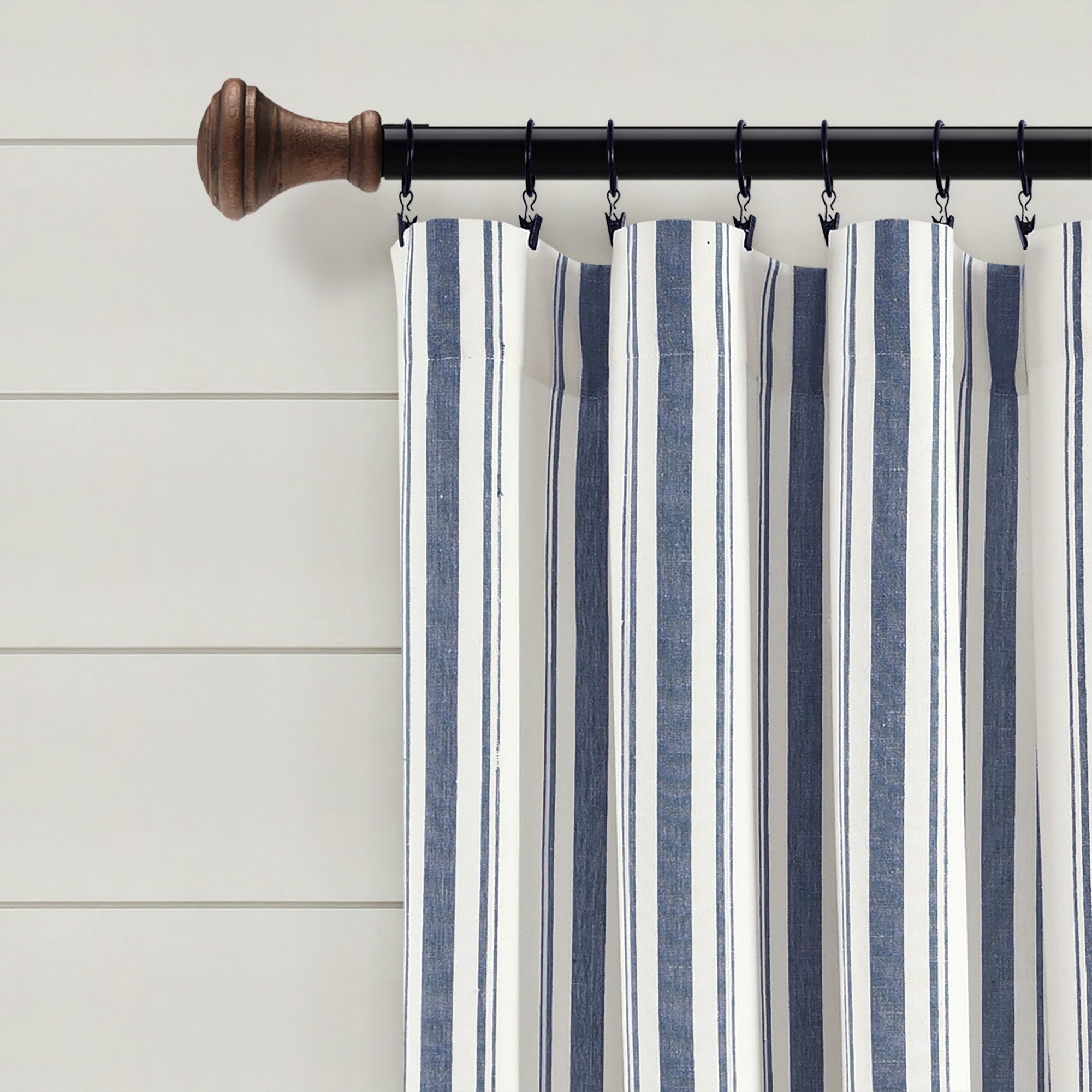 Lush Decor Farmhouse Stripe Yarn Dyed Cotton Window Curtain Panel Pair