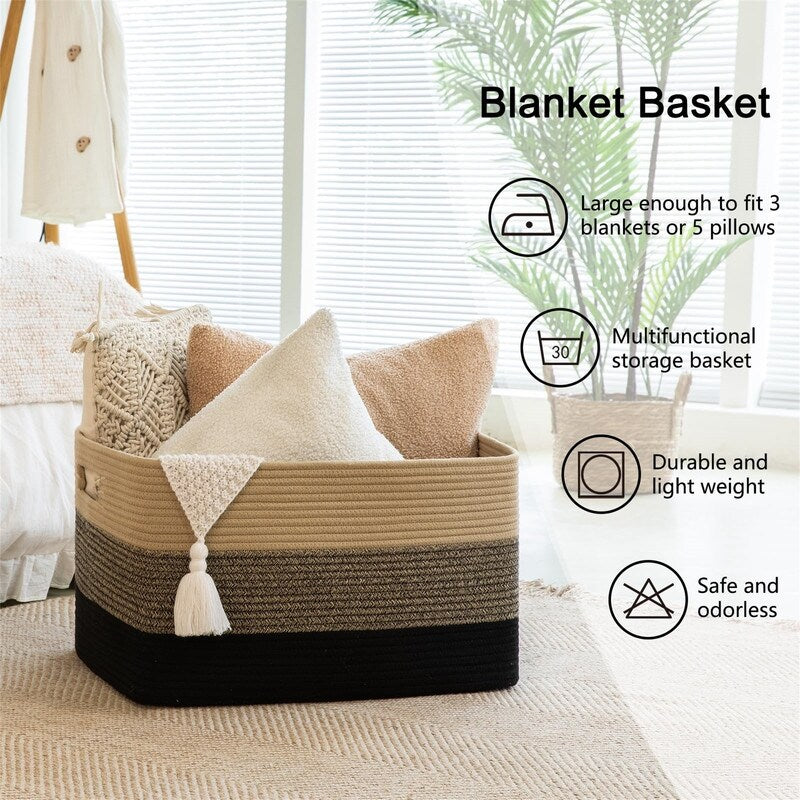 Large Blanket Basket - 17D x 22W x 12H