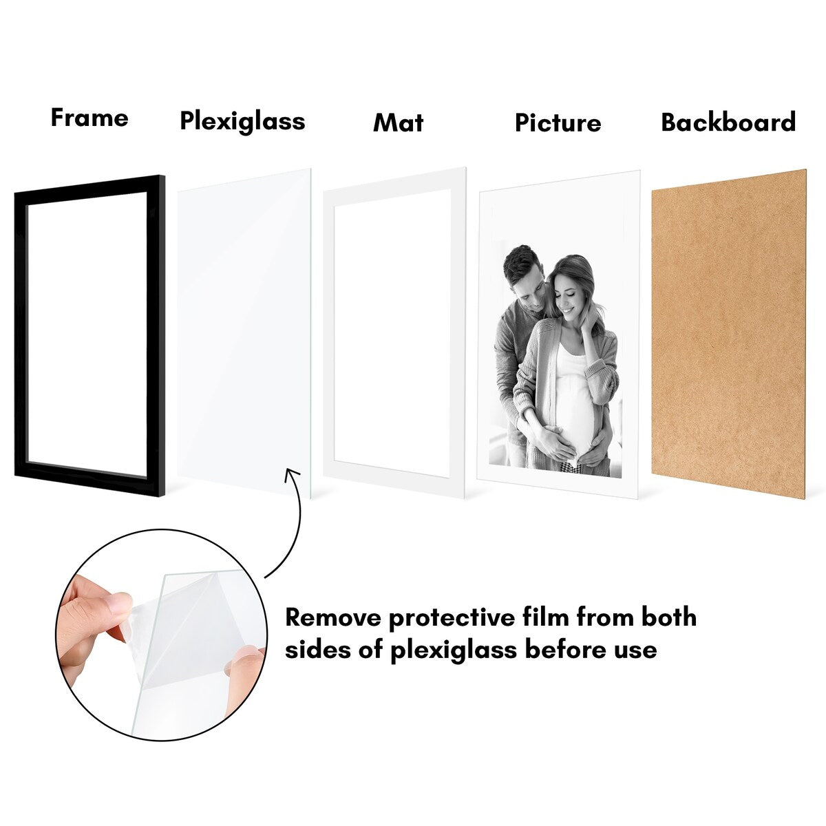 Americanflat 5 Pack of Picture Frames with Mat - Plexiglass Cover