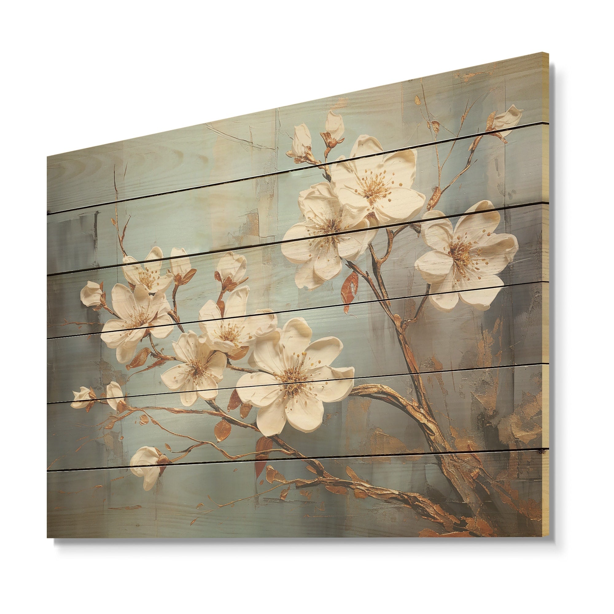 Designart Gilded Beauty Daffodils Gilded Accents Daffodils Wood Wall Decor - White Wood Panel On Natural Pine Wood