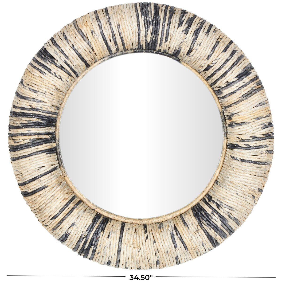 Banana Leaf Room Wall Mirror with Coiled Frame and Blue Accents - Gray - Roche River Decor