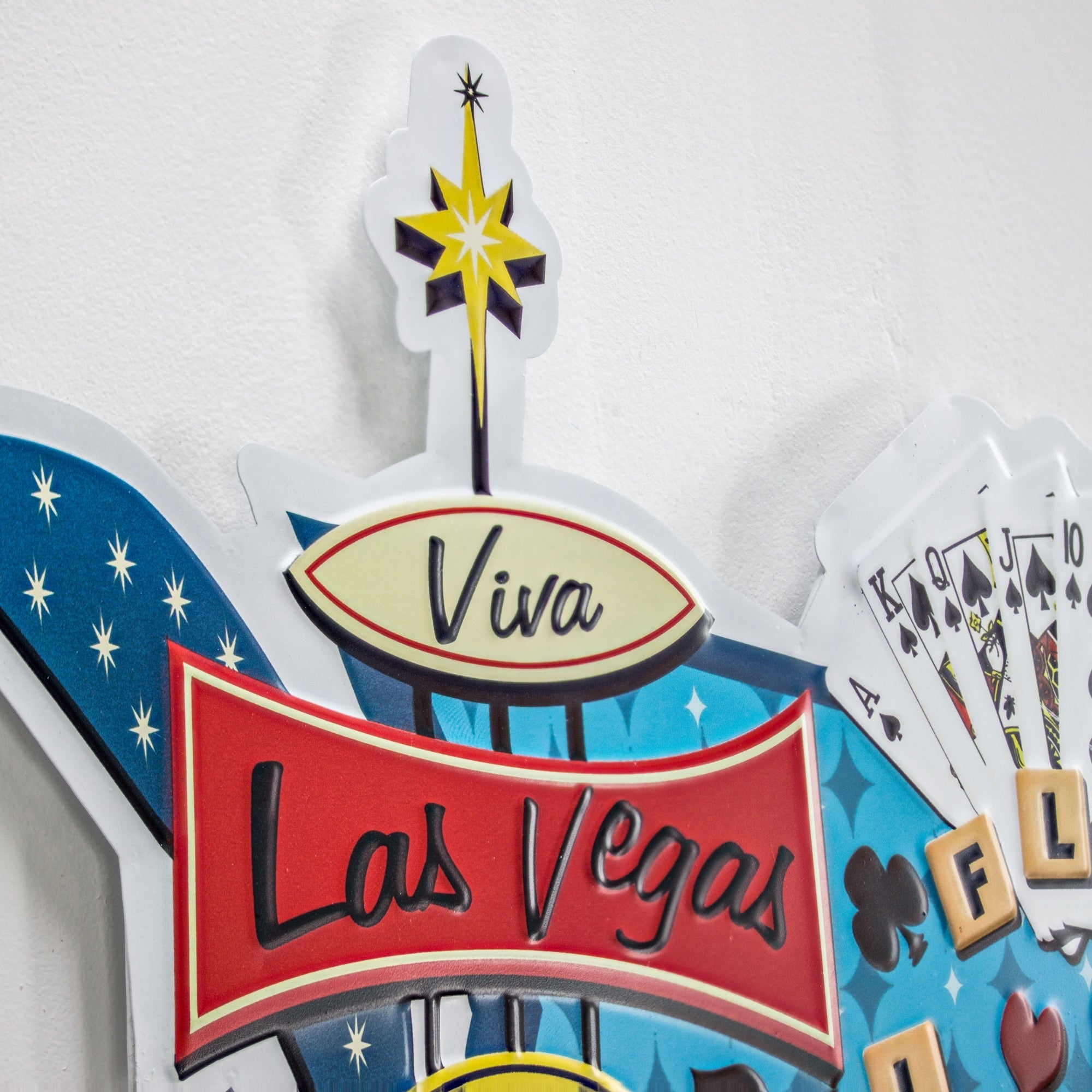 Viva Las Vegas Royal Flush Embossed Metal Wall Decor Sign