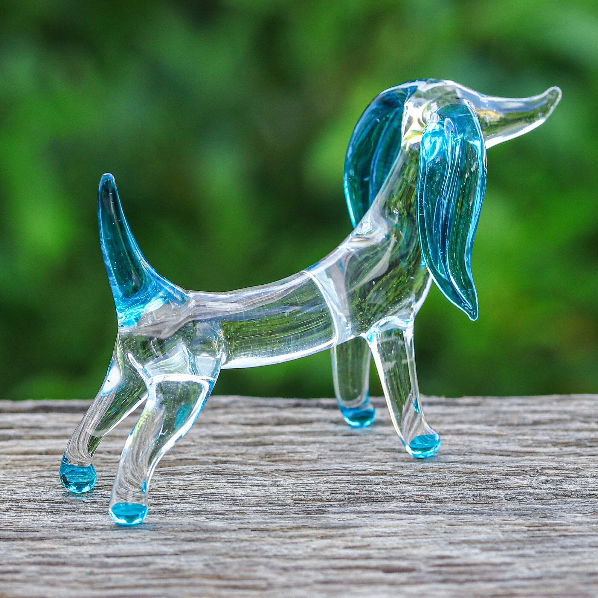 Novica Handmade Peace Dachshund Handblown Glass Figurine