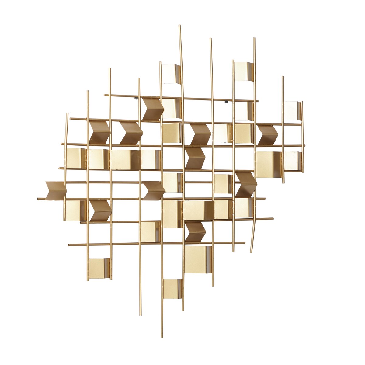 Metal Geometric 3D Folded Stripes Home Wall Decor - Gold - CosmoLiving by Cosmopolitan