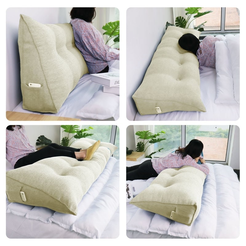 WOWMAX Bed Rest Wedge Reading Pillow Headboard Back Support Cushion