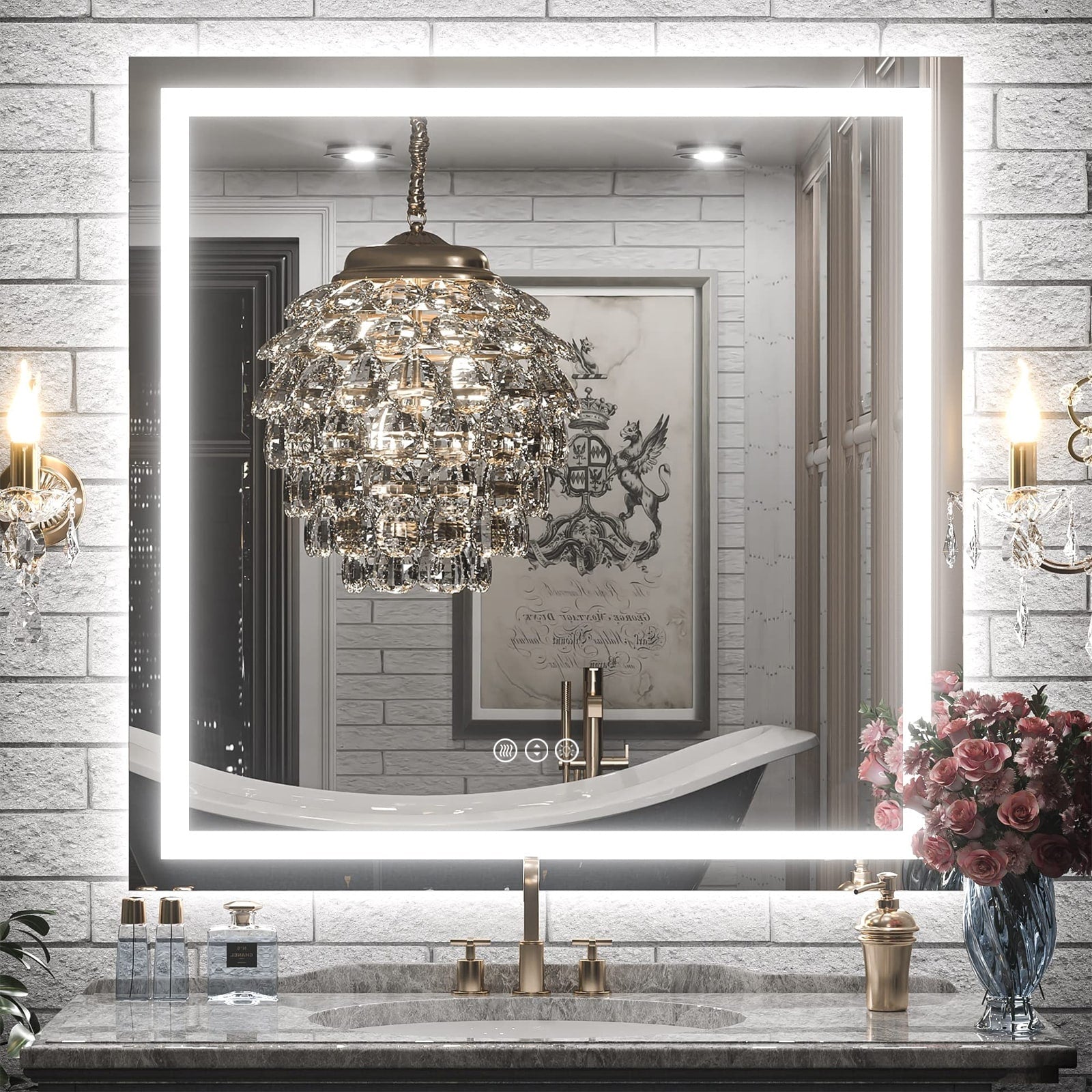 Apmir Full Size Frameless Front and Back LED Lighted Bathroom Vanity Mirror Anti-Fog in Tempered Glass & ETL