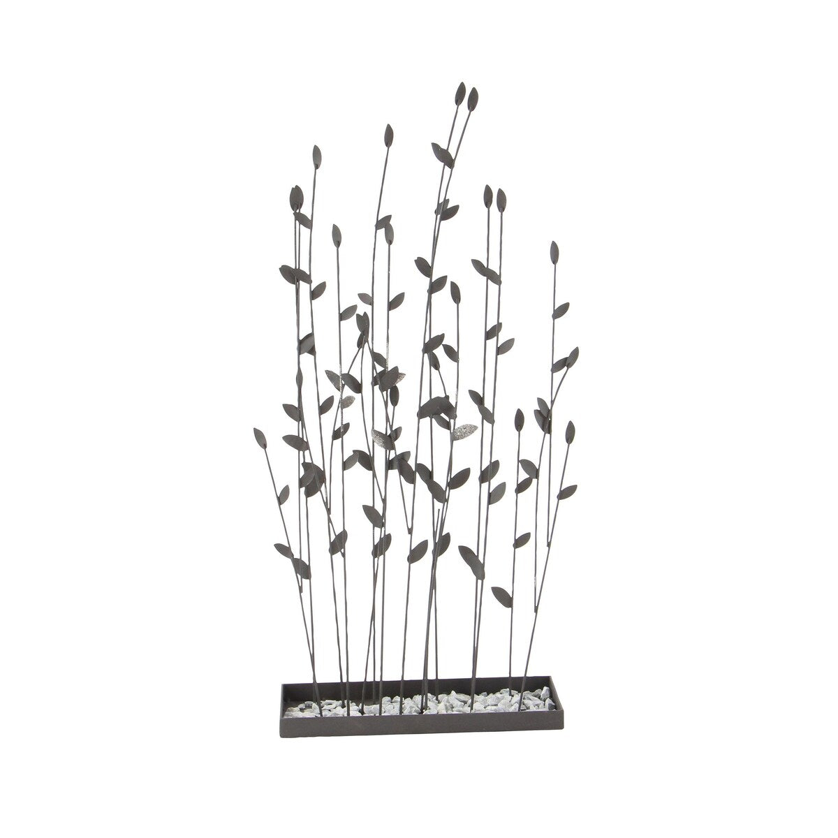 Metal Floral Decorative Sculpture with Loose Stones - Black - Roche River Decor