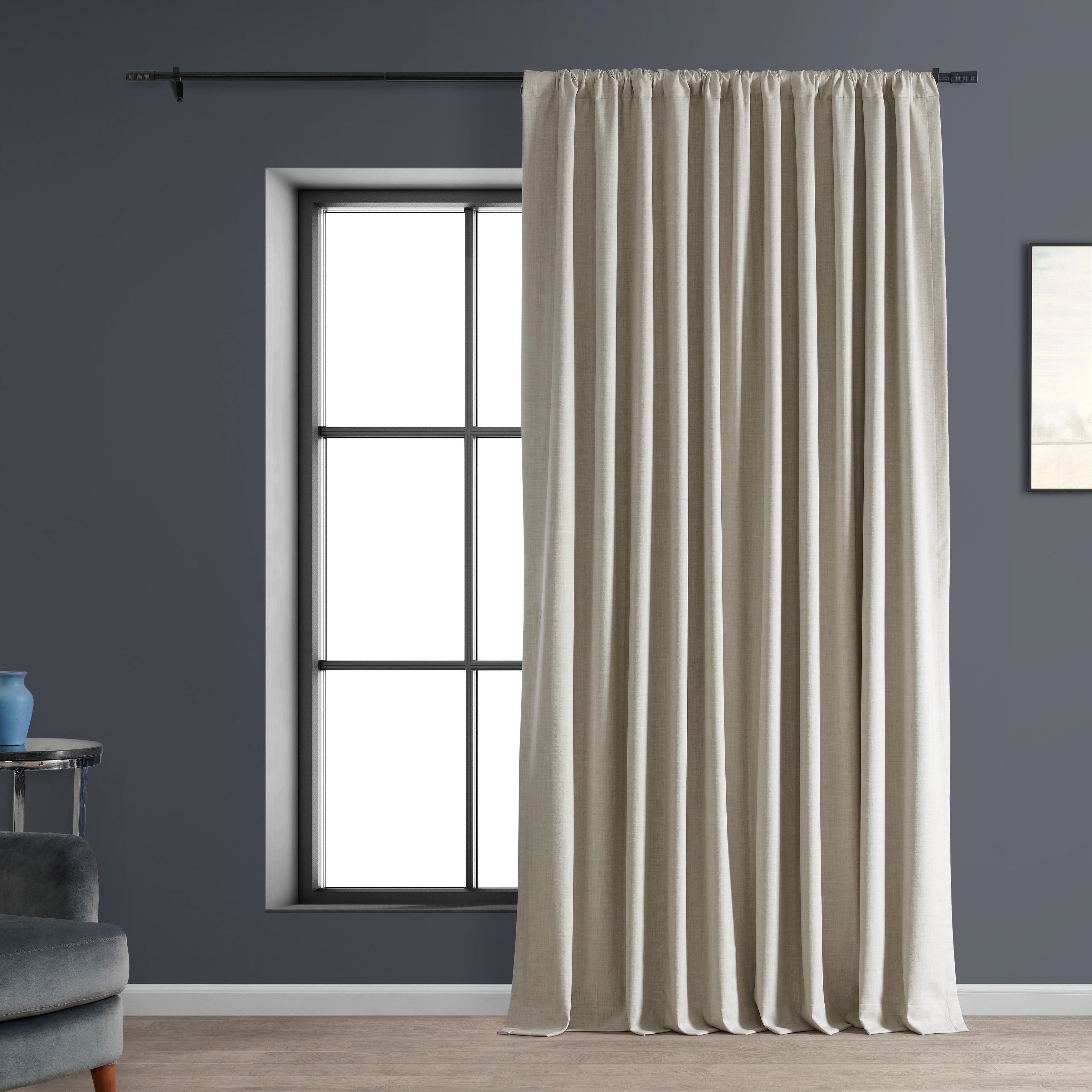 Exclusive Fabrics Extra Wide Performance Linen Blackout Curtains (1 Panel) Thermal Insulated Window Curtains