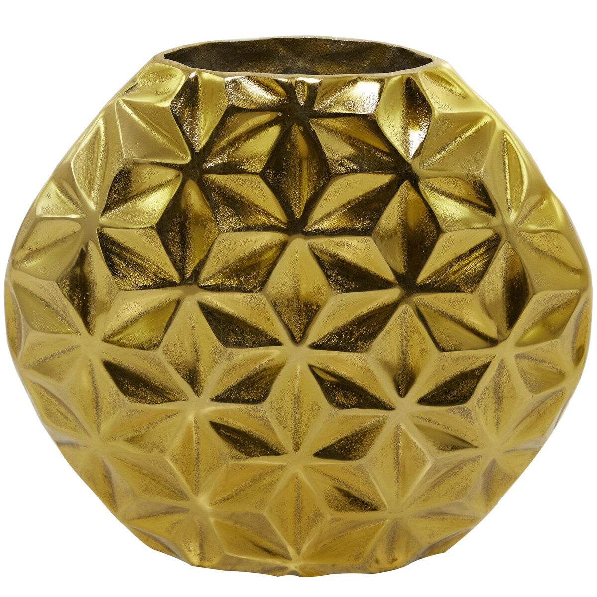 Aluminum Metal Geometric Faceted Decorative Vase - Silver, Black or Gold - CosmoLiving by Cosmopolitan