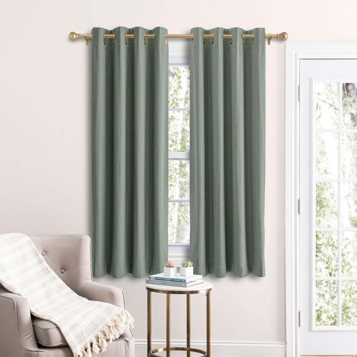 Grand Pointe 54 inch Length Grommet Short Blackout Curtain Panel with Attachable Wand