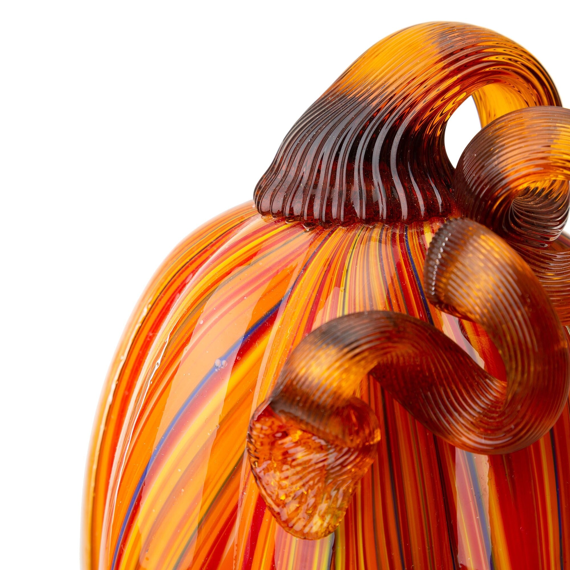 Glitzhome Handblown Multi Striped Fall Harvest Glass Pumpkins Thanksgiving Gift