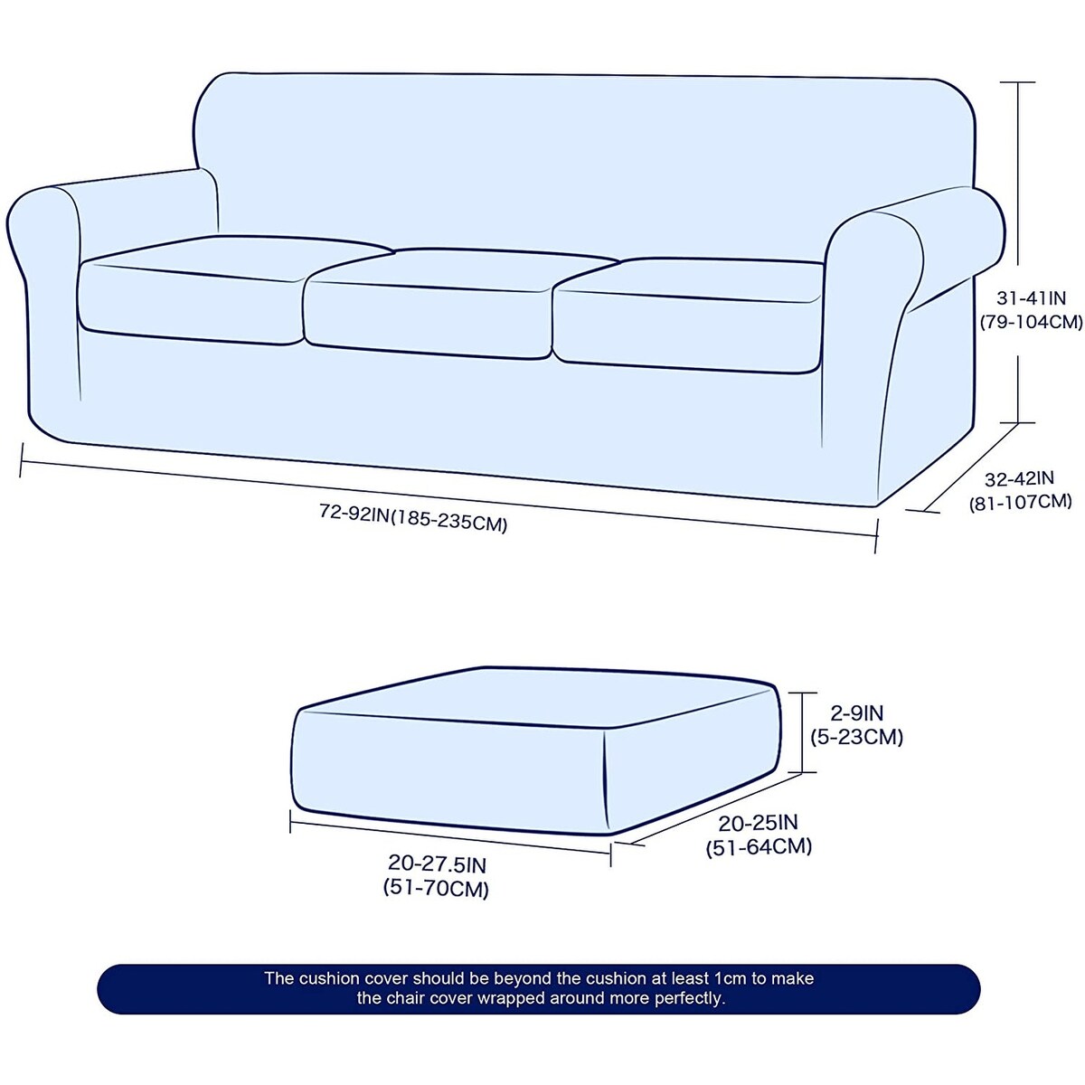 Subrtex Stretch Sofa Slipcover Cover with 3 Separate Cushion Cover