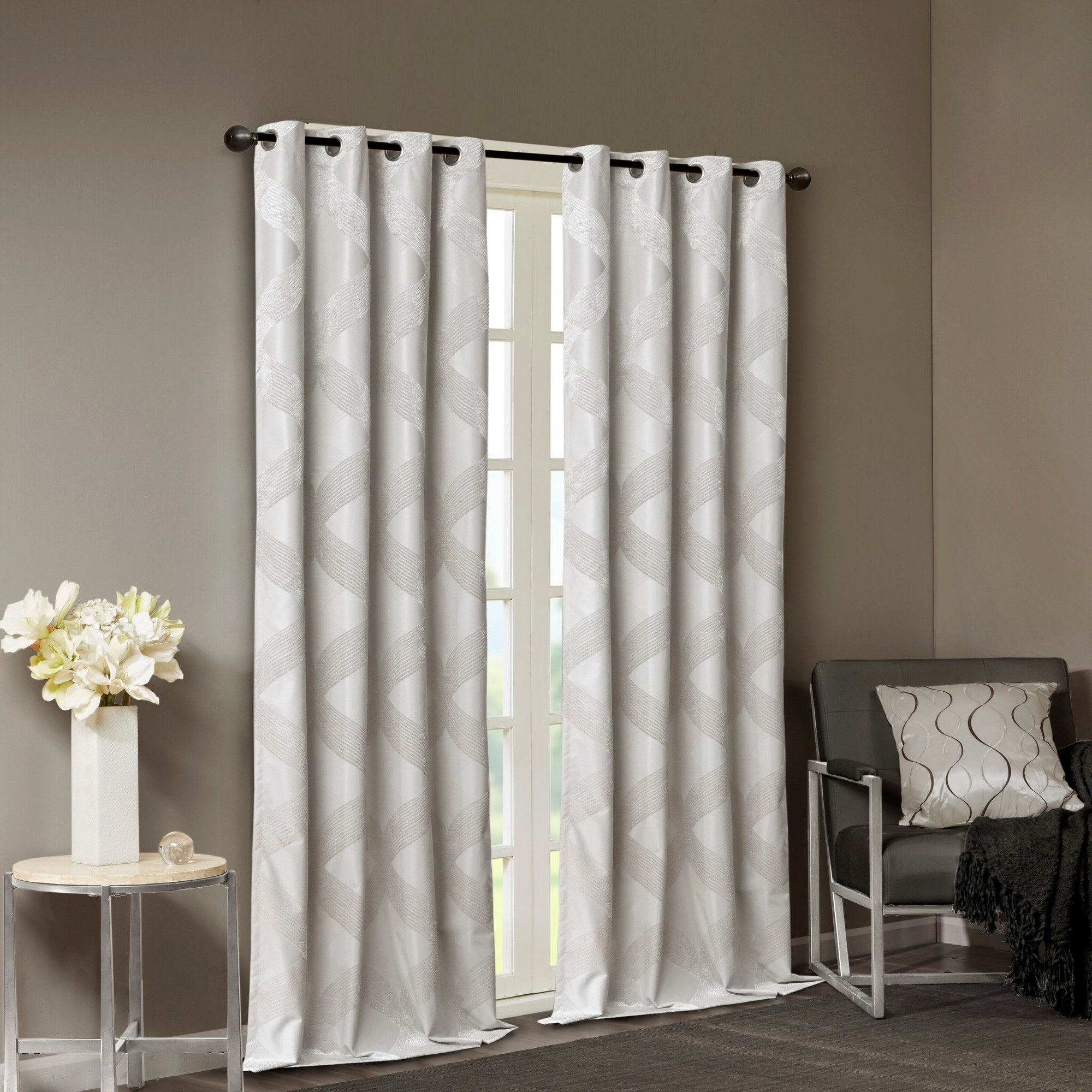 SunSmart Abel Ogee Knitted Jacquard Total Blackout Curtain Panel