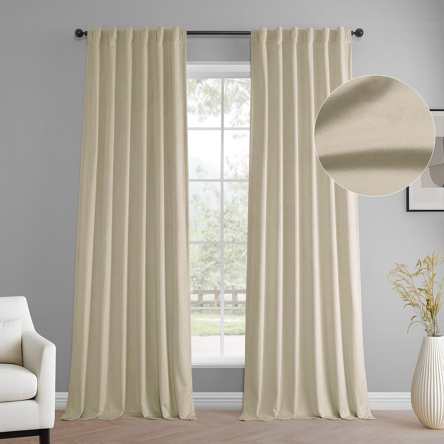 Exclusive Fabrics Simply Velvet Room Darkening Curtains 2 Panels Set - Velvet Window Curtains for Living Room & Bedroom