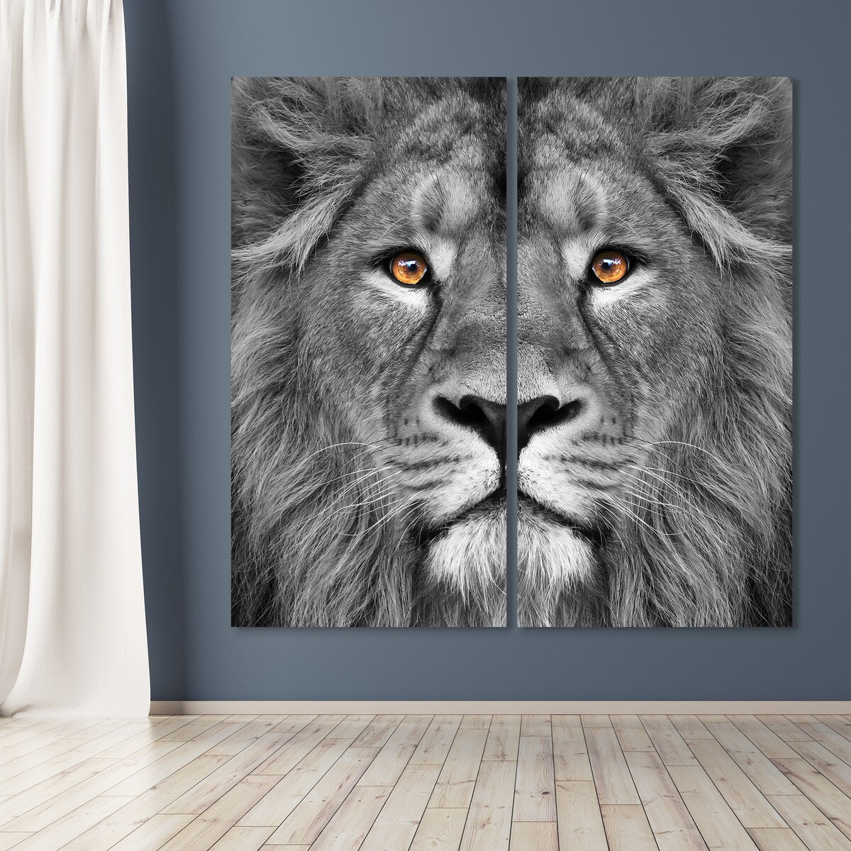 King of the Jungle AB Frameless Free Floating Tempered Glass Panel Graphic Wall Art