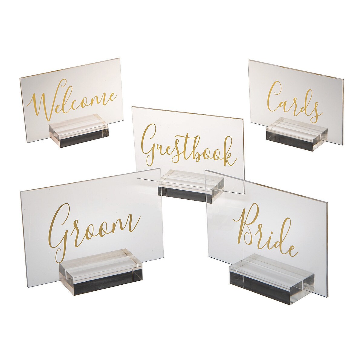 Rectangle Wedding Sign Set, Wedding, Home Decor, Decorative Accessories, 5 Pieces - 6 X 4.5