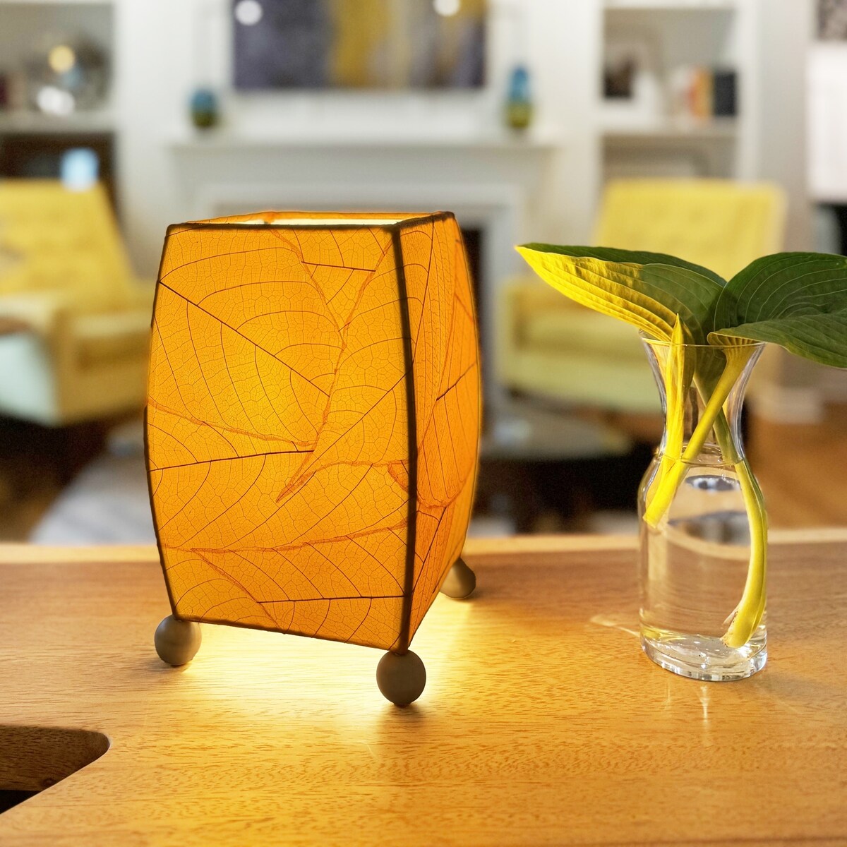 Eangee Handmade Mini Square Cocoa Leaf Lamp