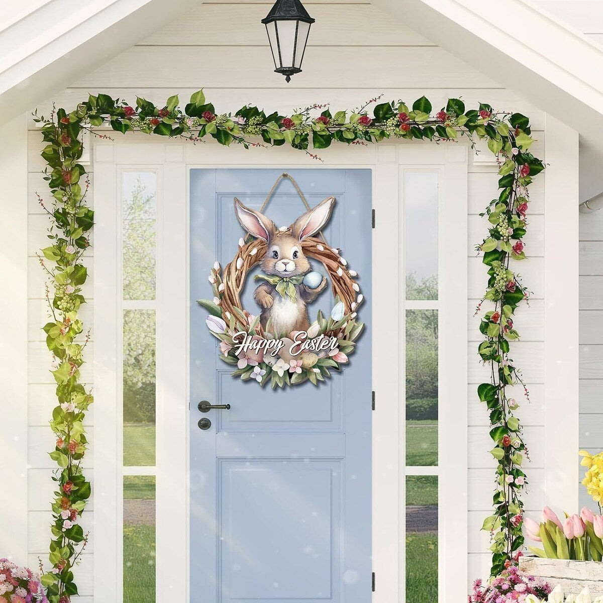 Easter Wreaths Wooden Bunny Sign