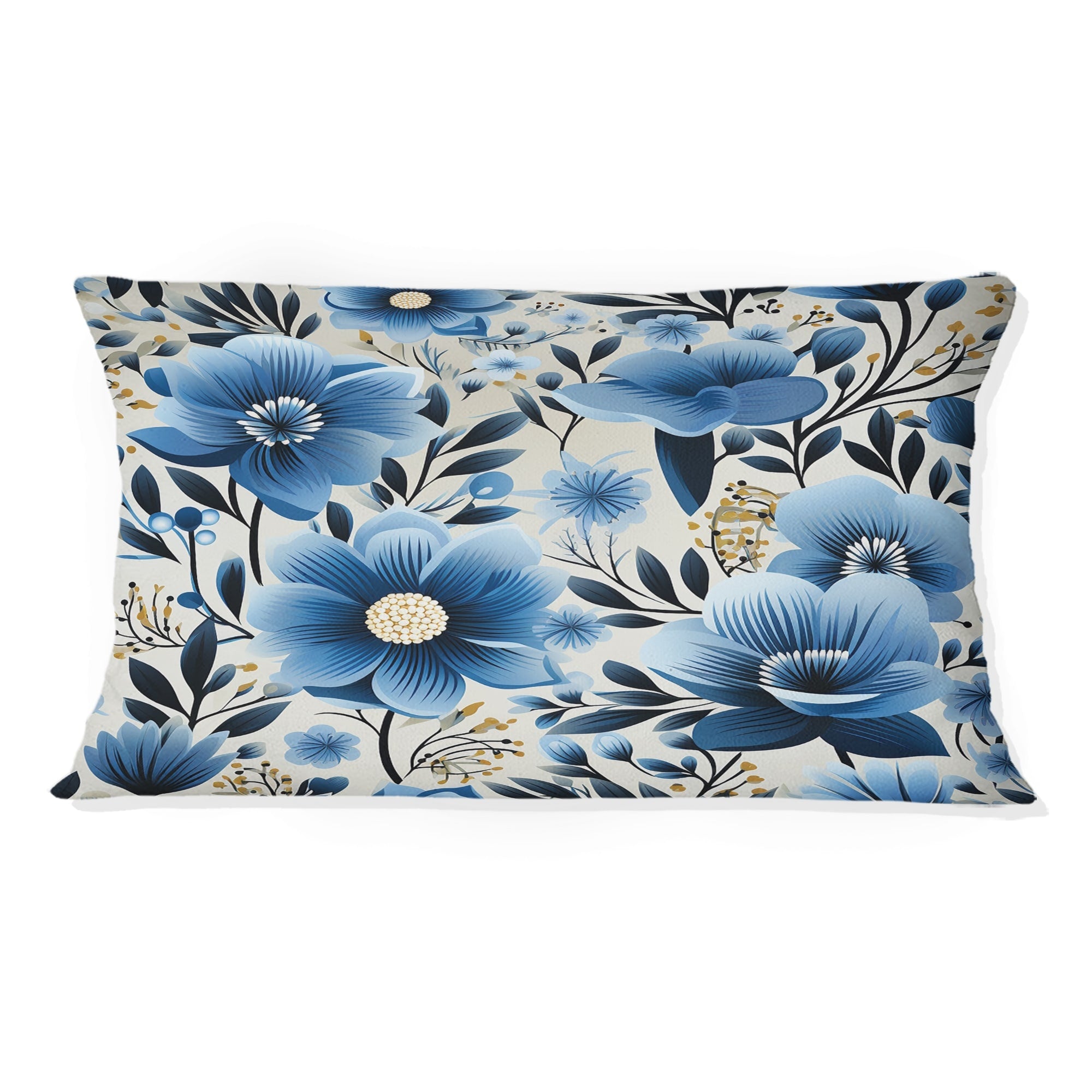 Designart Vintage Blue And Beige Floral Pattern  Floral Printed Throw Pillow