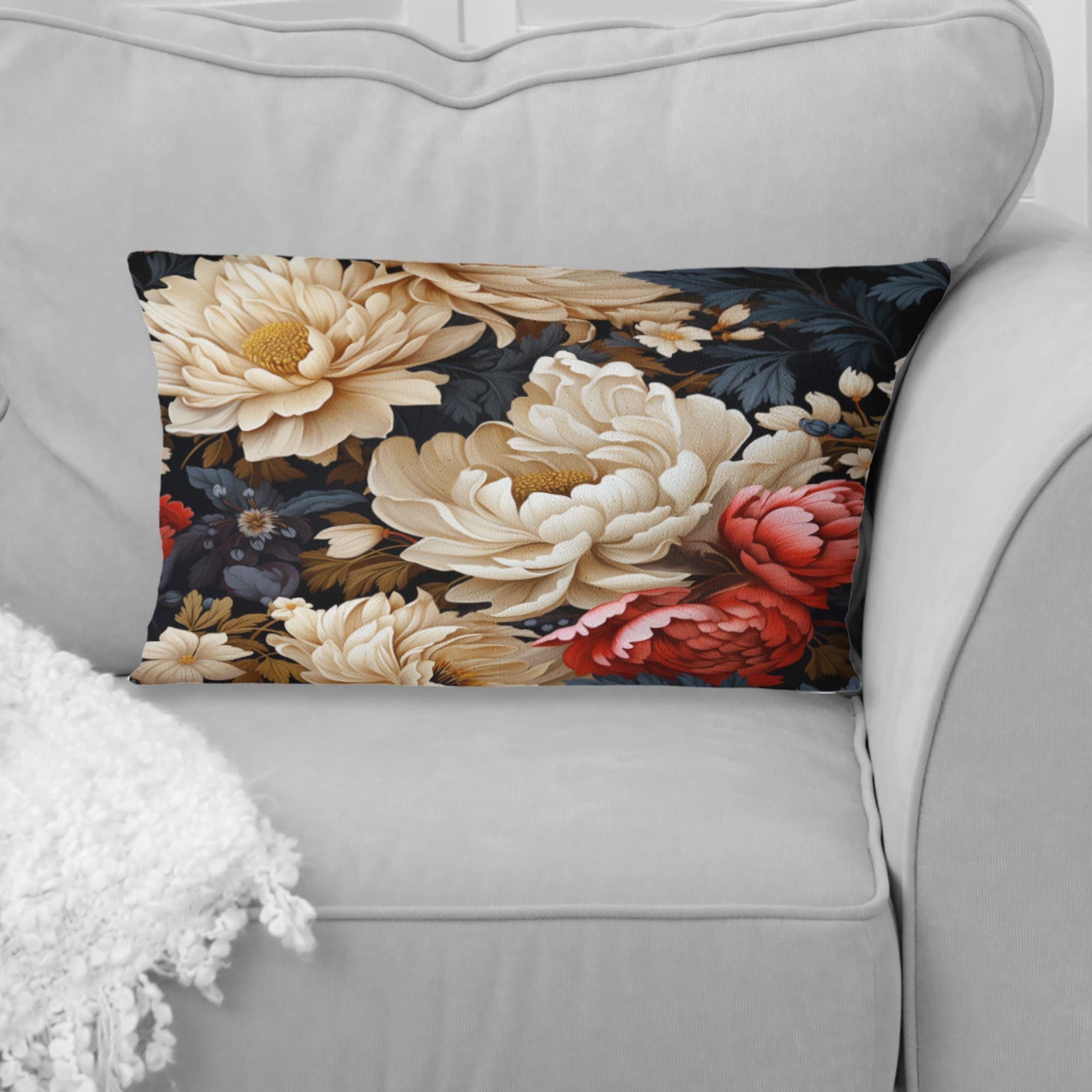 Designart Vintage Pink And Blue Charm Floral Pattern II Floral Printed Throw Pillow