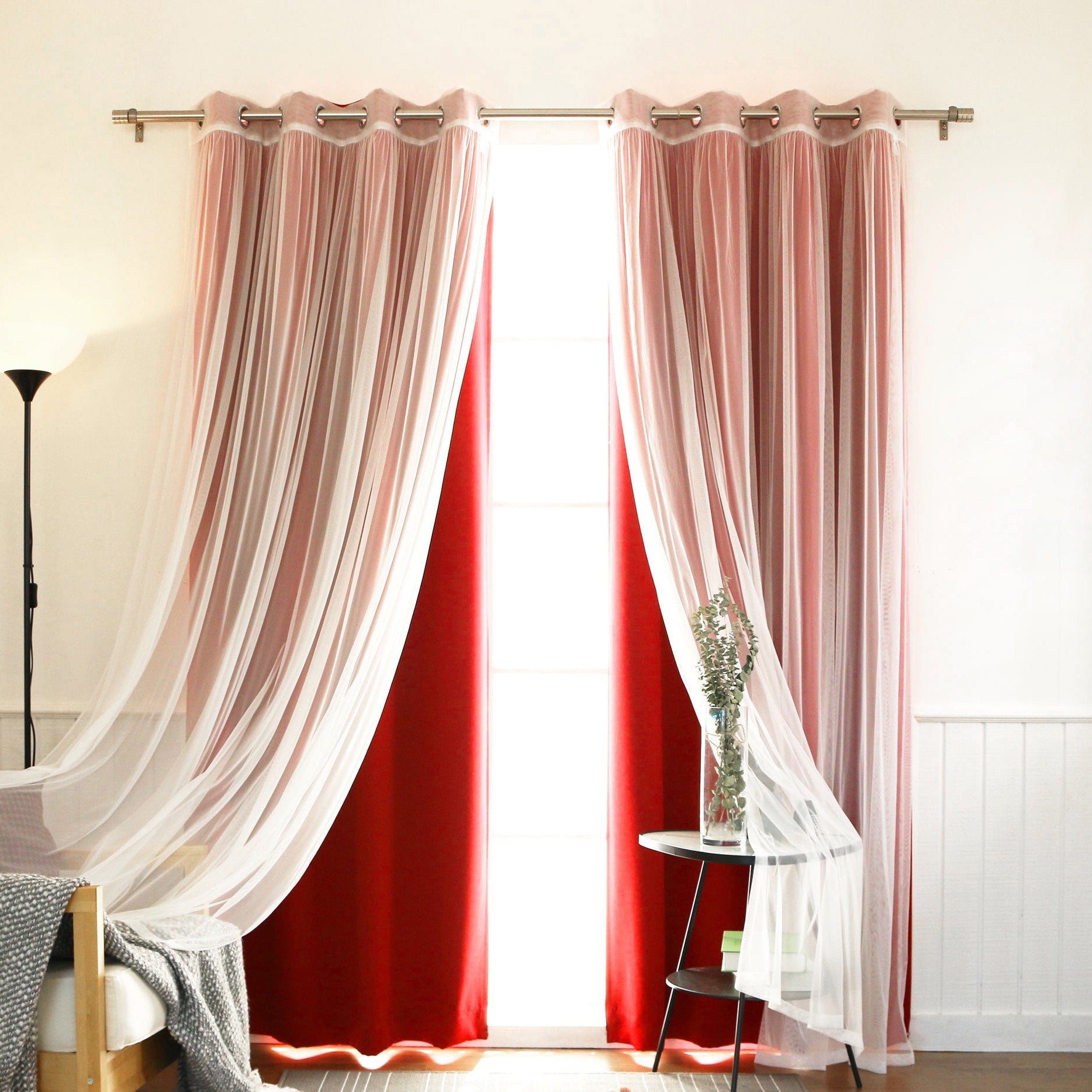 Aurora Home Mix and Match Blackout Sheer 4-piece Curtain Panel Set