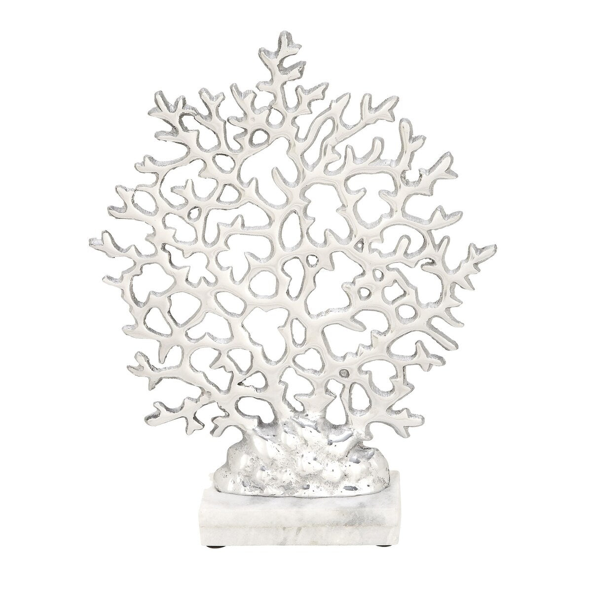 Marble Coral Decorative Sculpture - Silver - Roche River Decor