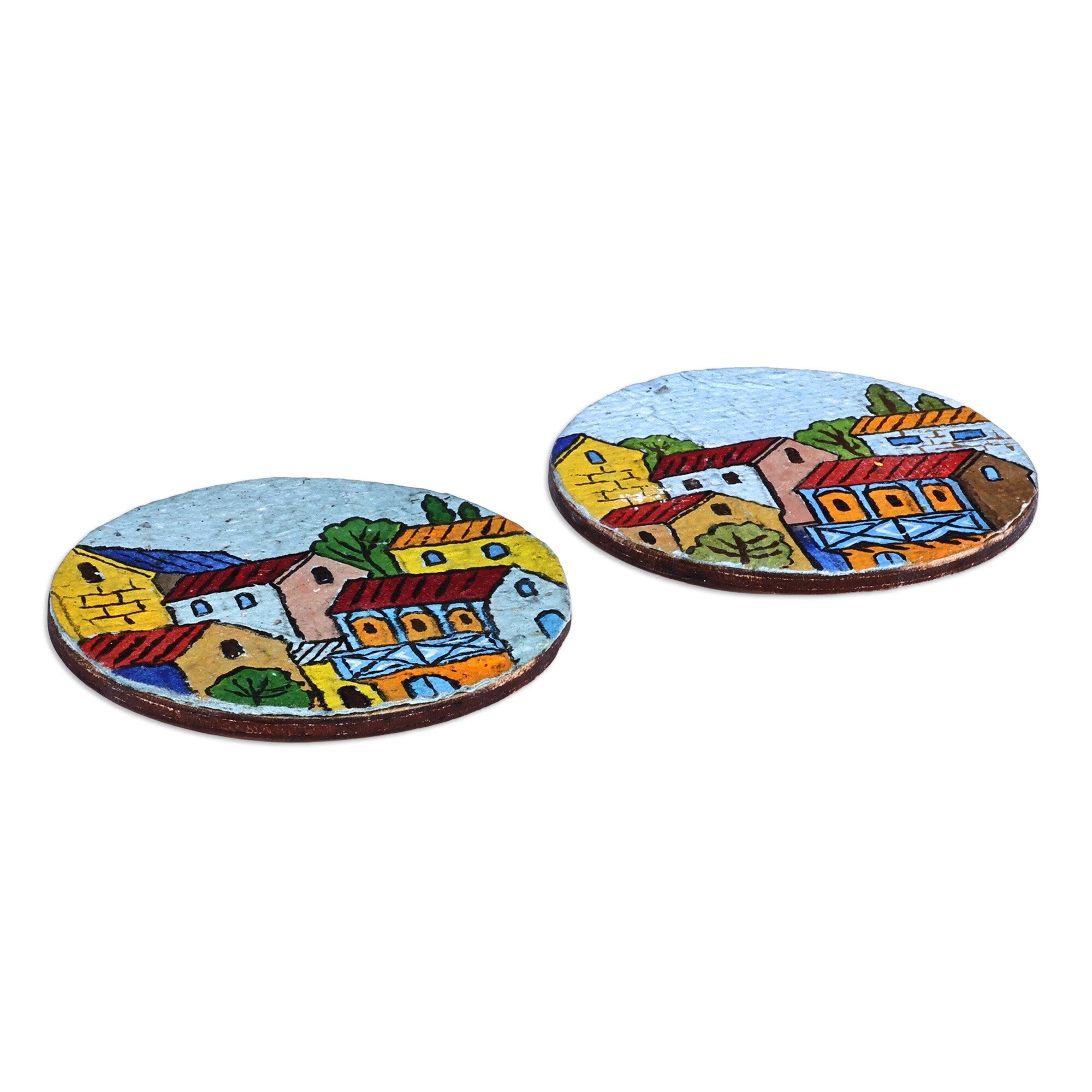 Novica Handmade Morning At The Town Recycled Paper Magnets (Pair)