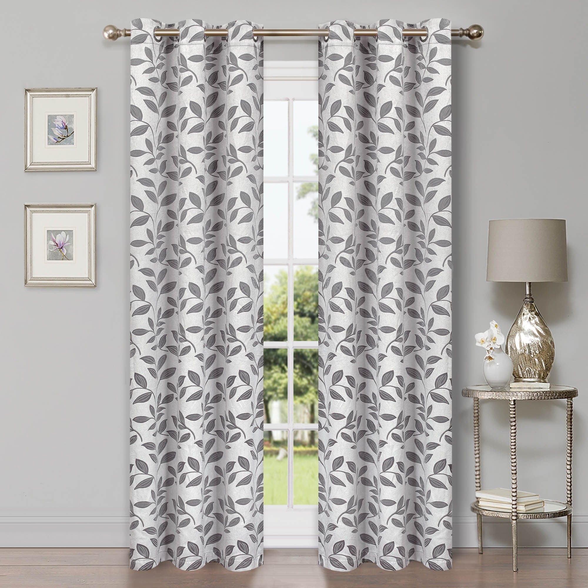 Superior Modern Bohemian Leaves Room Darkening Blackout Curtains, Rod Pocket or Grommets, Set of 2