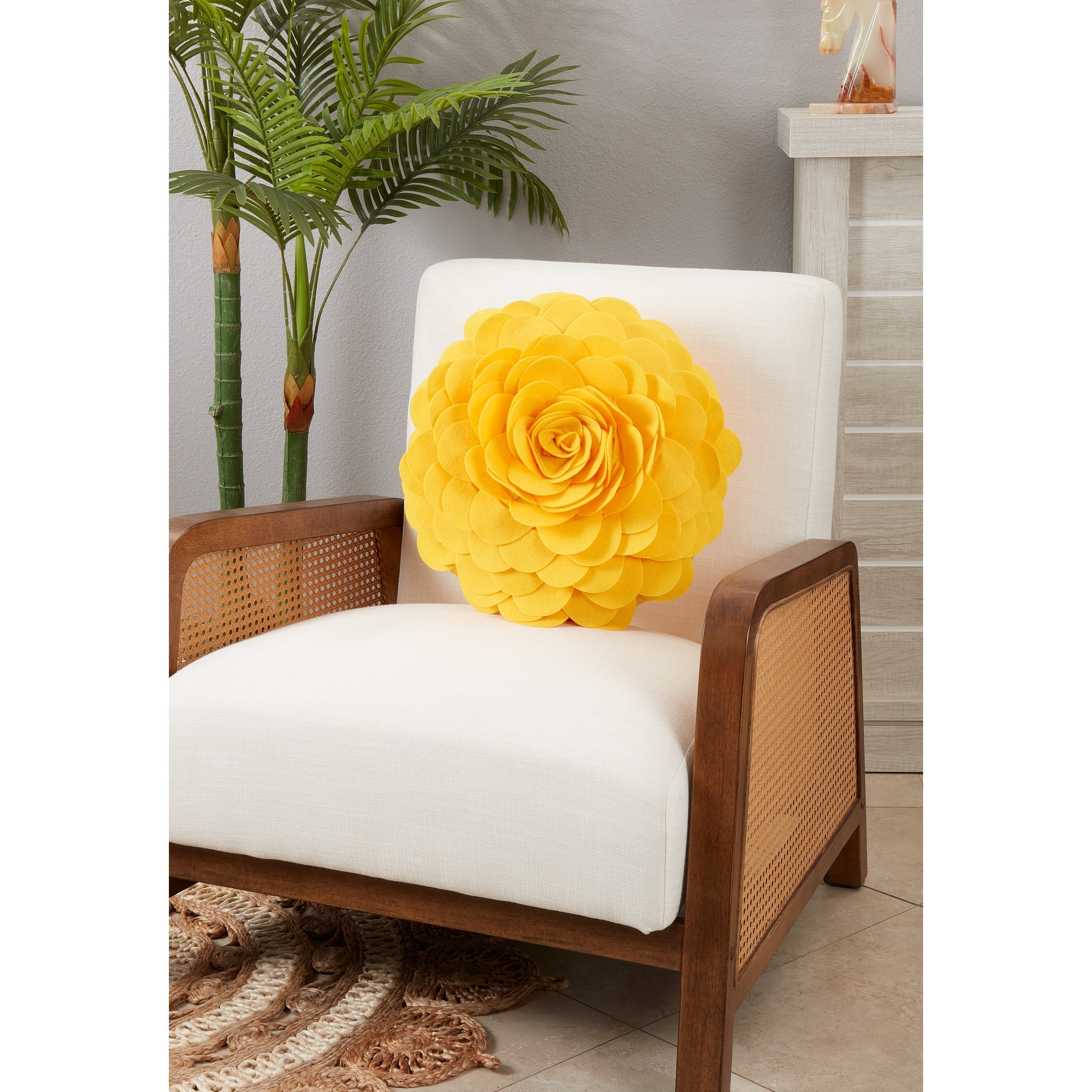 Elegant Textured Colorful Decorative Flower Throw Pillow