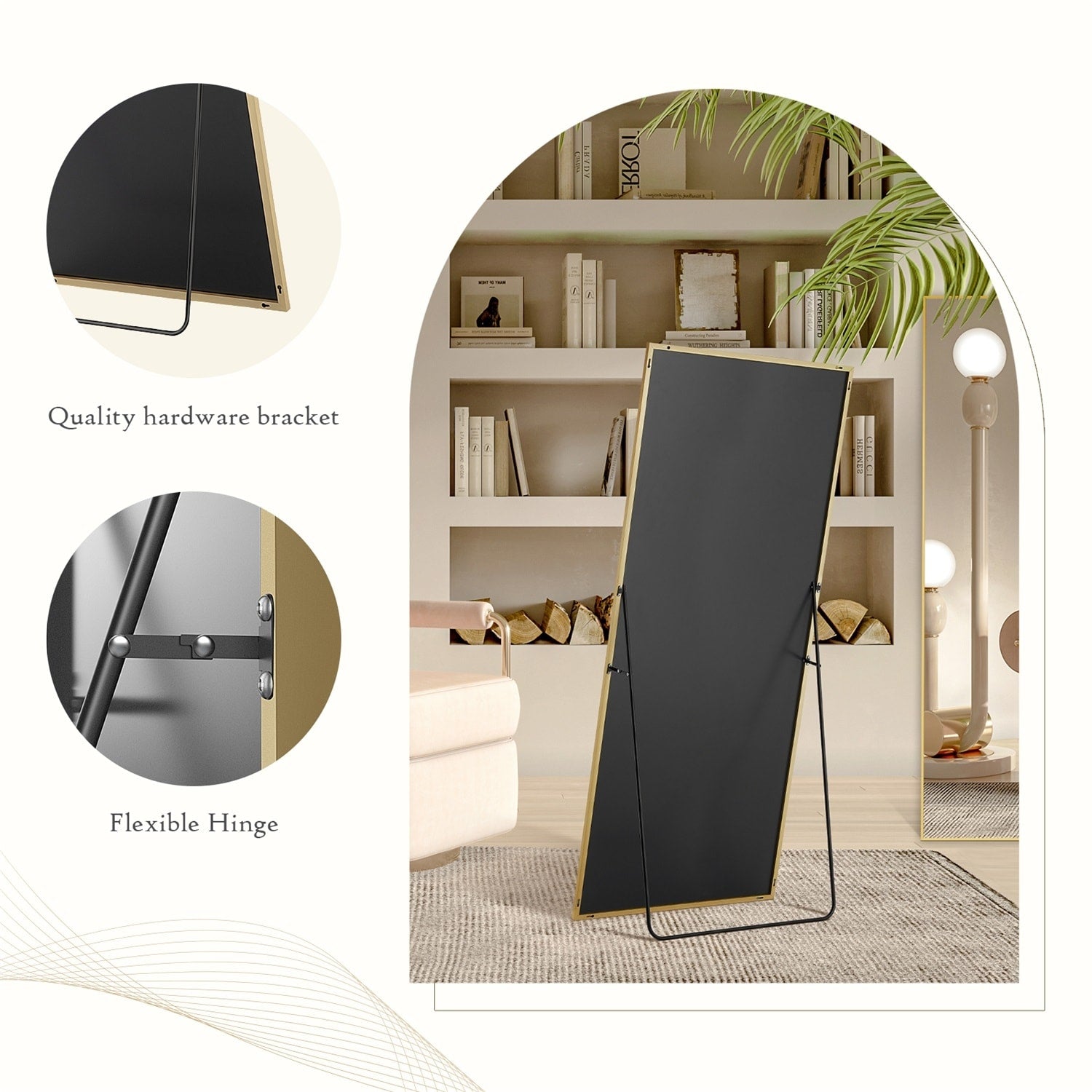 Full Length Mirror with Stand, Floor Mirror with Aluminum Alloy Frame for Bedroom, Standing Full Body Mirror for Wall, Cloakroom