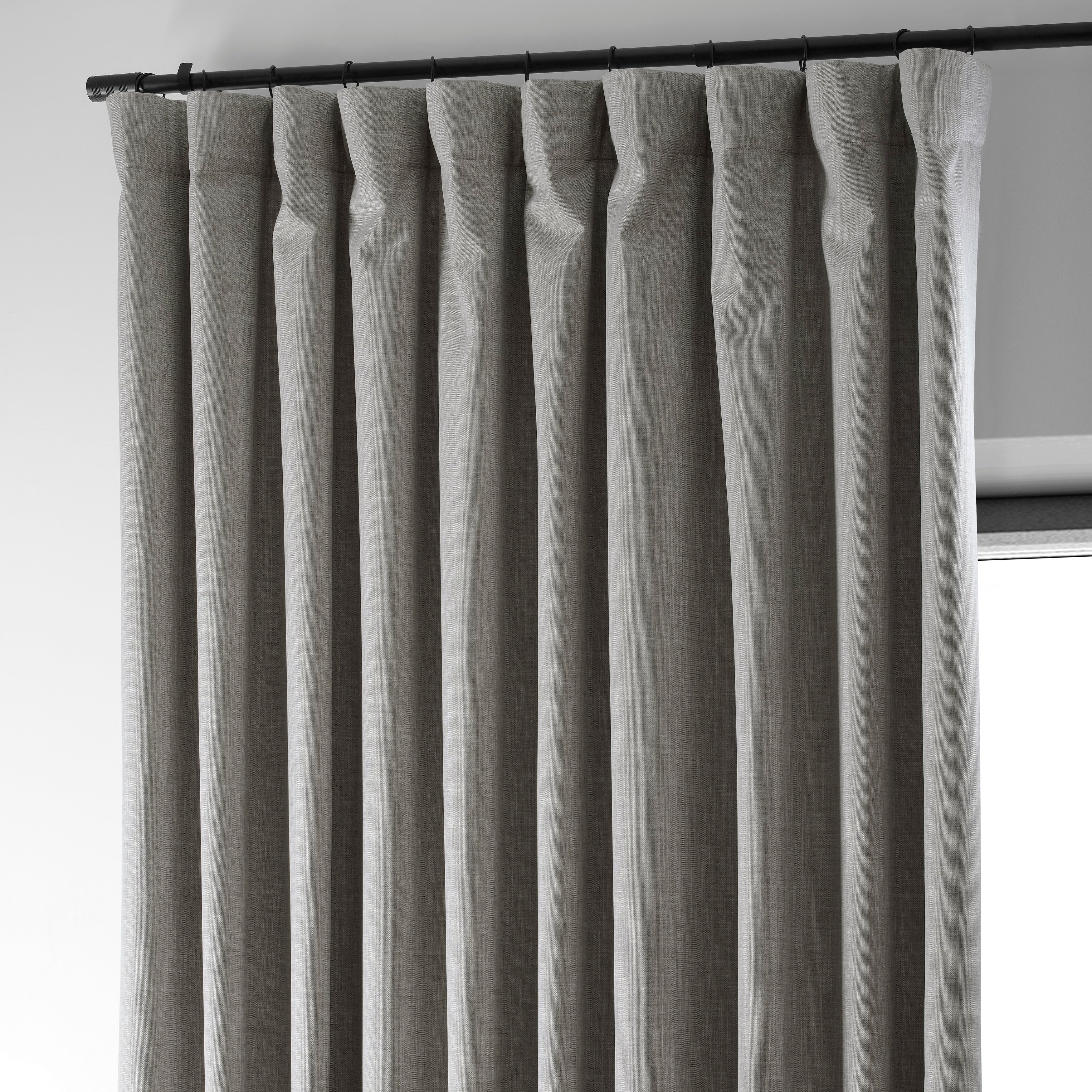 Exclusive Fabrics Extra Wide Performance Linen Blackout Curtains (1 Panel) Thermal Insulated Window Curtains