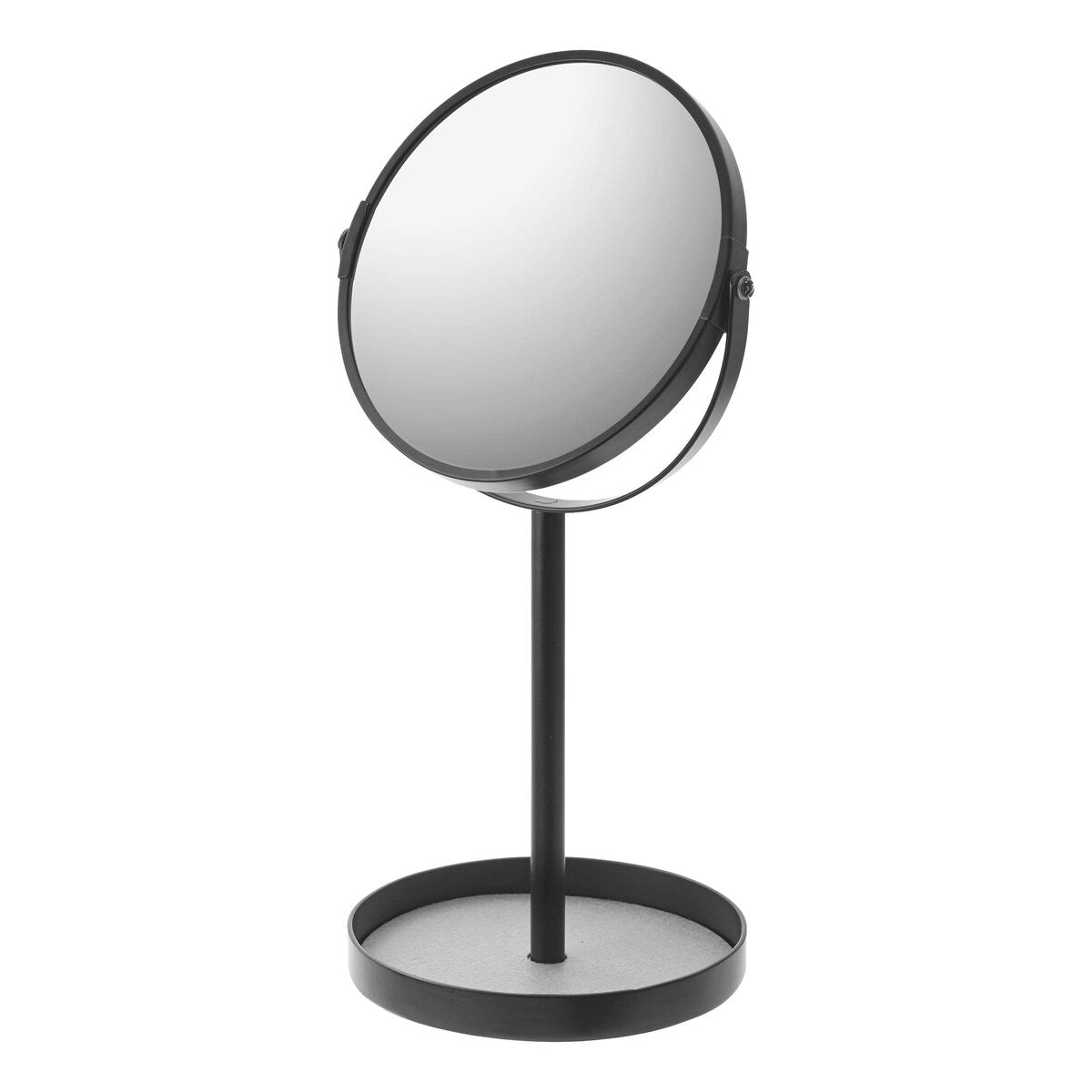 Yamazaki Home Vanity Mirror, Steel, Mirror diameter 6.75 inches - L 5.51 x W 6.89 x H 12.99 inches