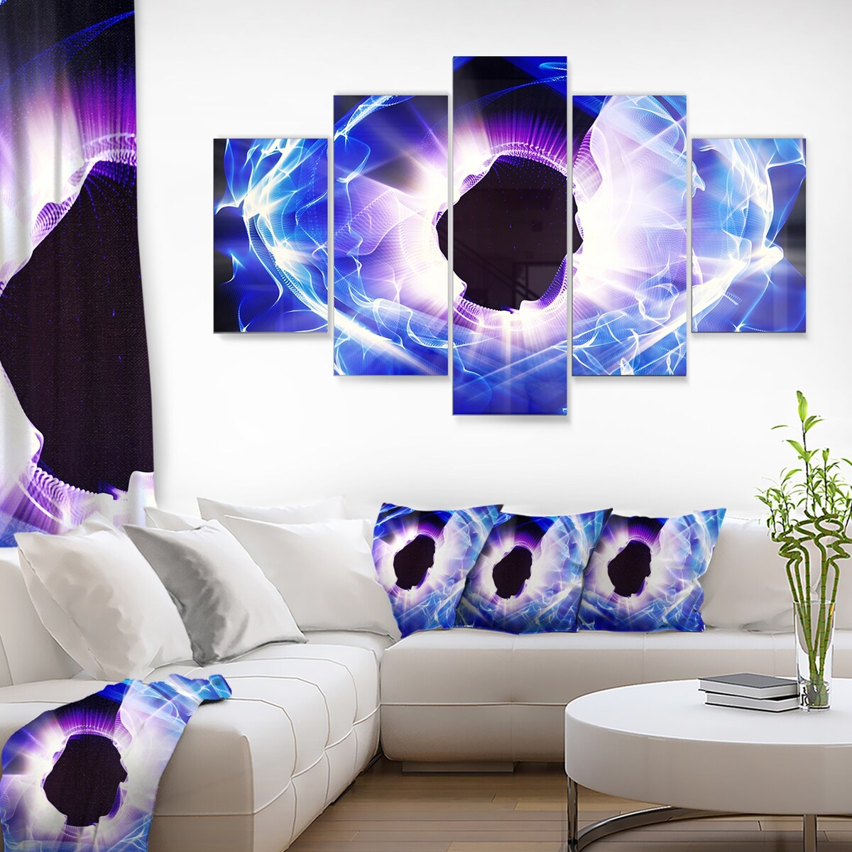 Designart 'Fractal Blue Light Shine' Abstract Digital Art Metal Wall Art