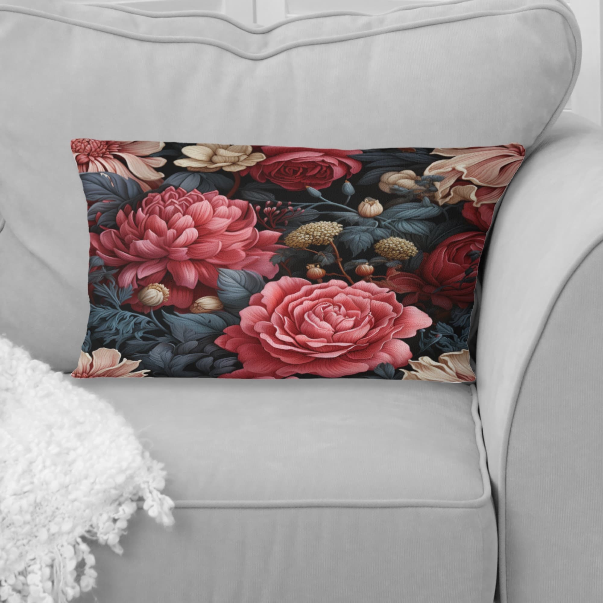 Designart Victorian Pink And Beige Floral Pattern II Floral Printed Throw Pillow