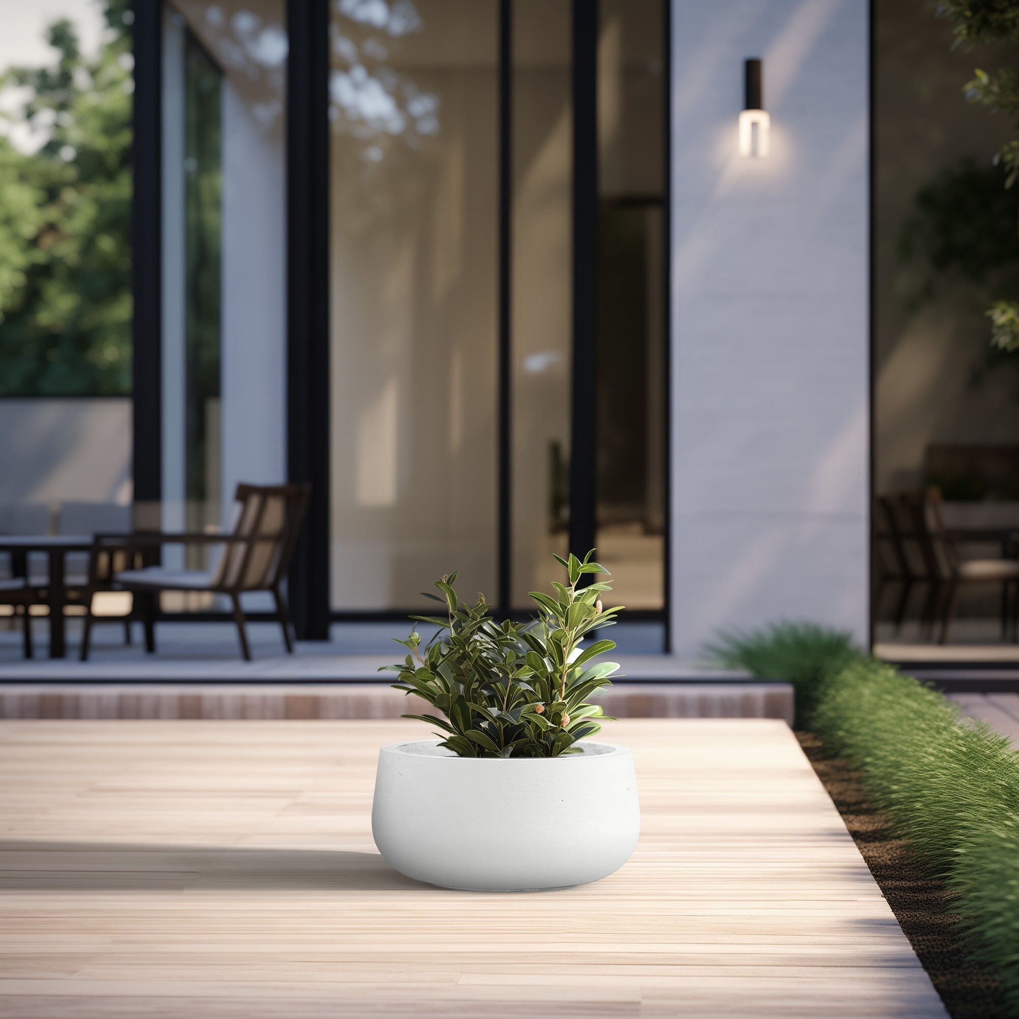 Tall Concrete Round Plant Pots / Large Indoor and Outdoor flower Planters