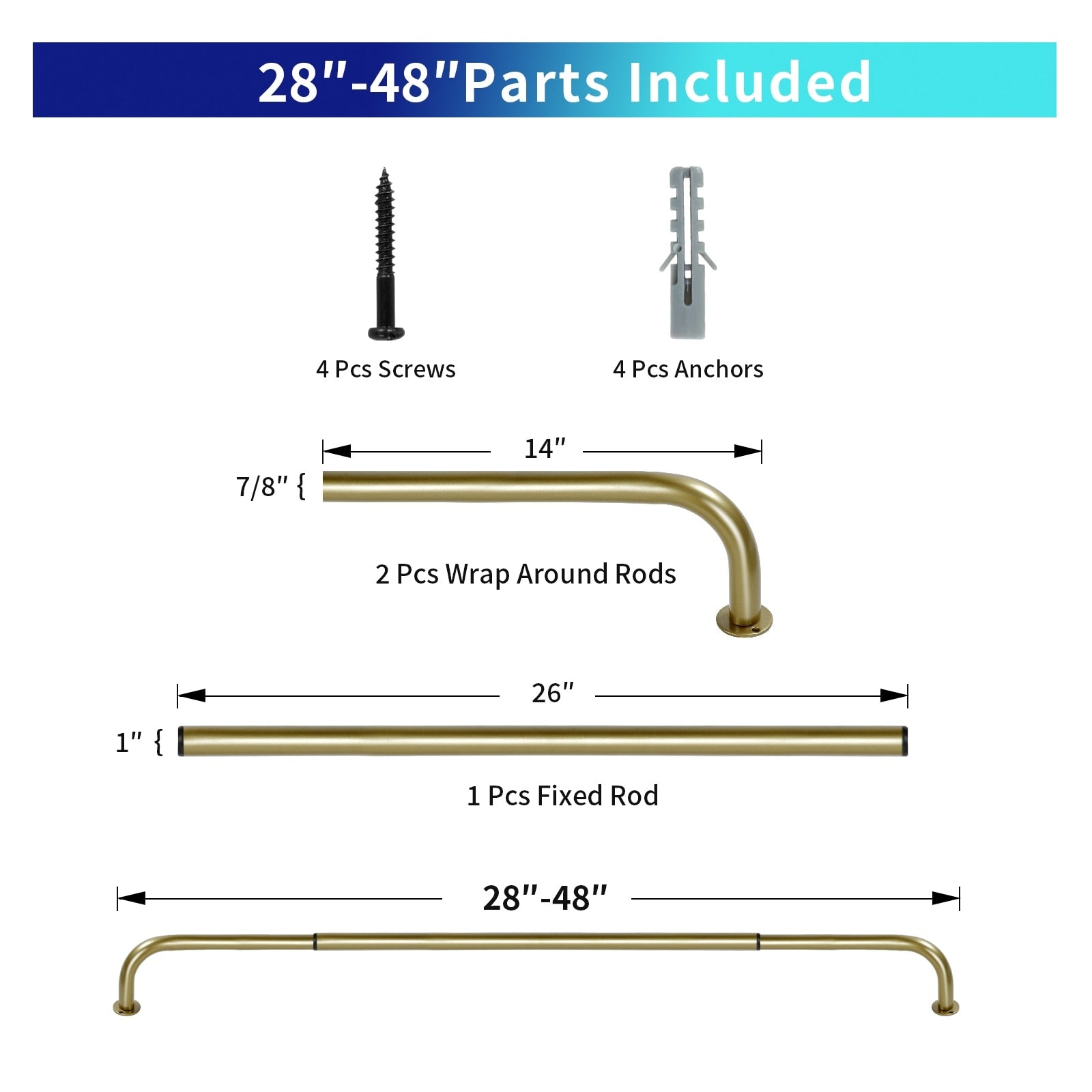 Energy-saving Wraparound Adjustable French Blackout Curtain Rod Set