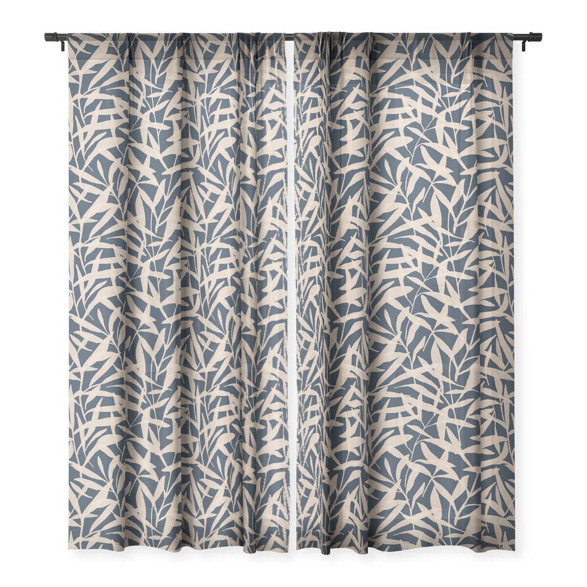 1-piece Sheer Organic Pattern Blue And Beige Made-to-Order Curtain Panel