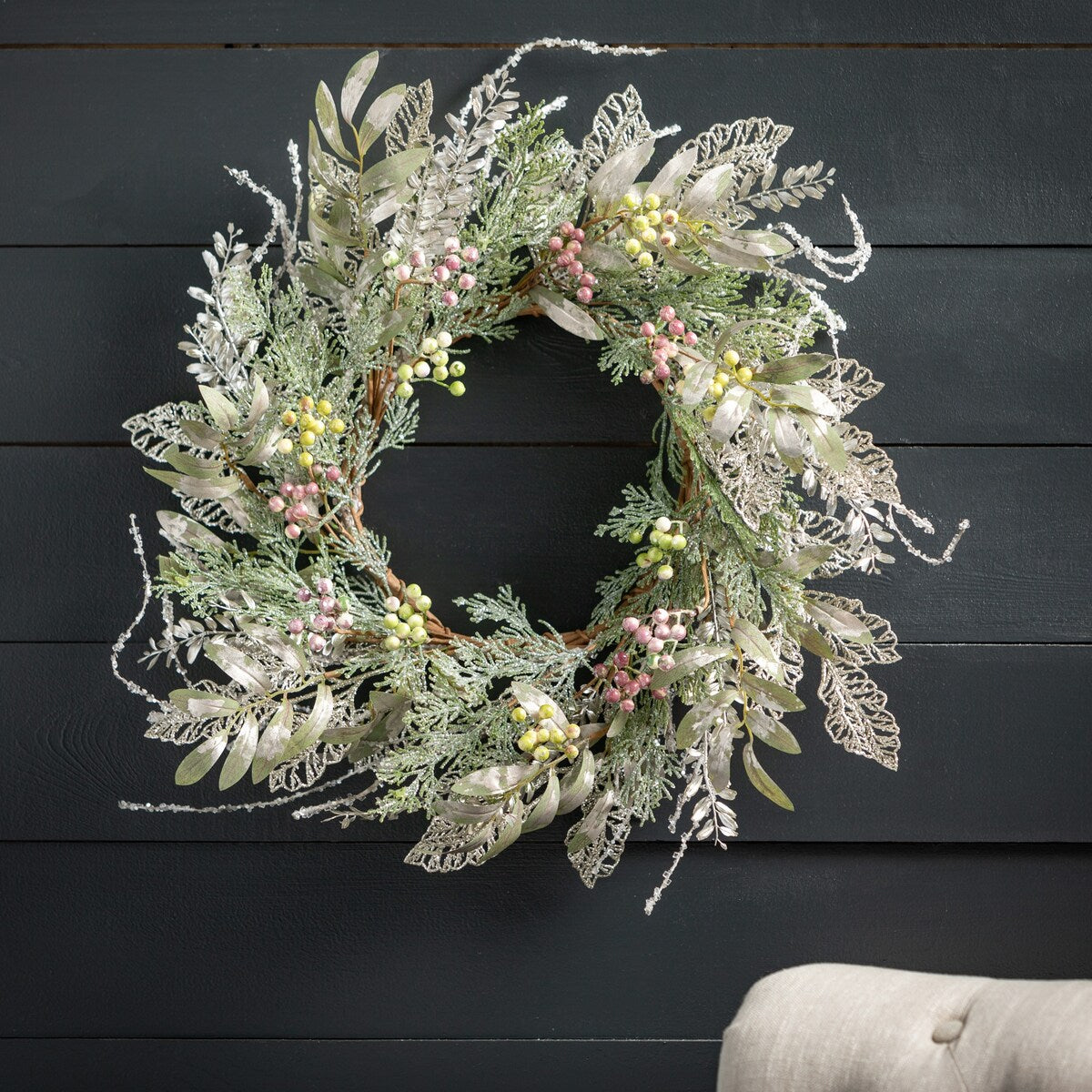 Sullivans Artificial Pine And Berry Wreath, Multicolored