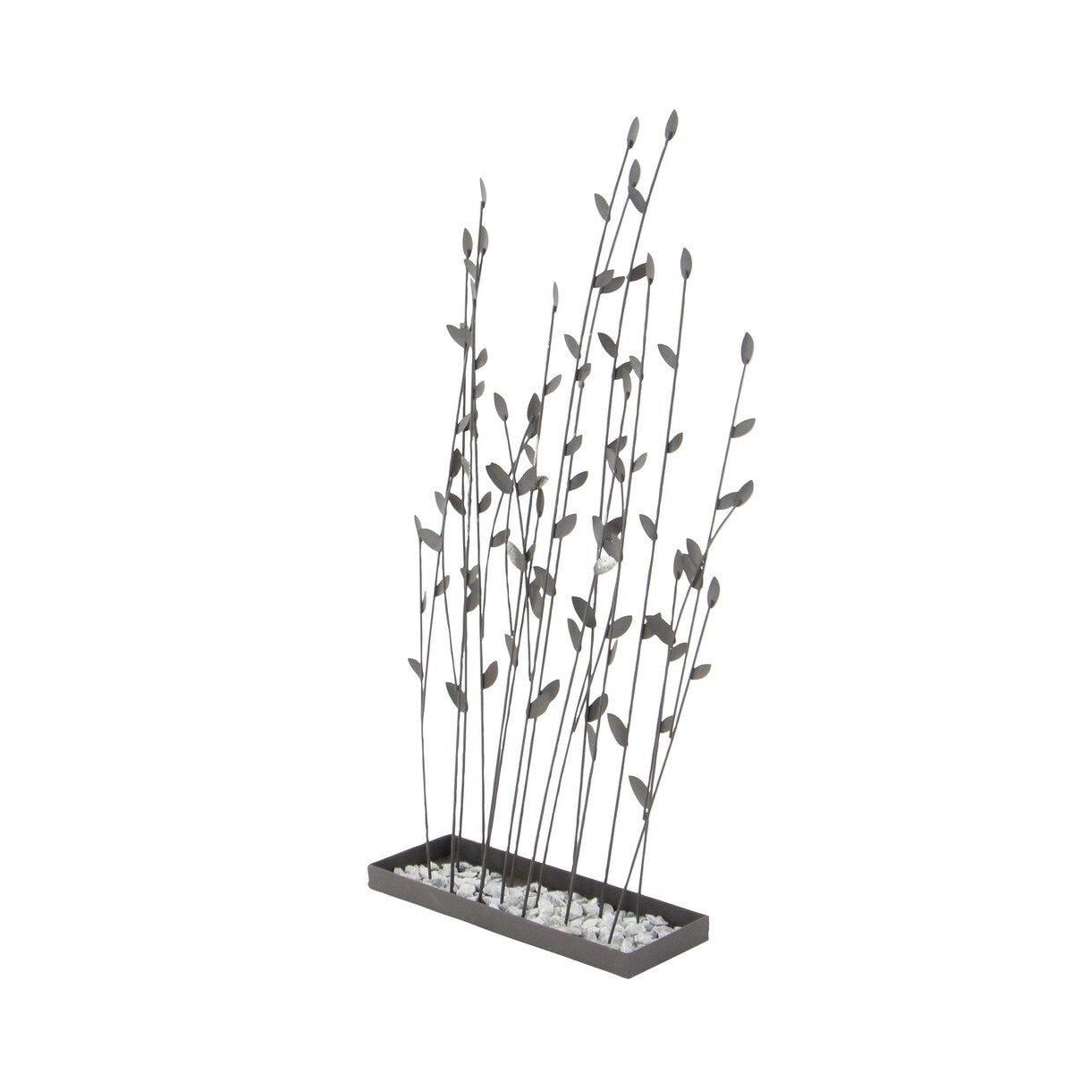 Metal Floral Decorative Sculpture with Loose Stones - Black - Roche River Decor