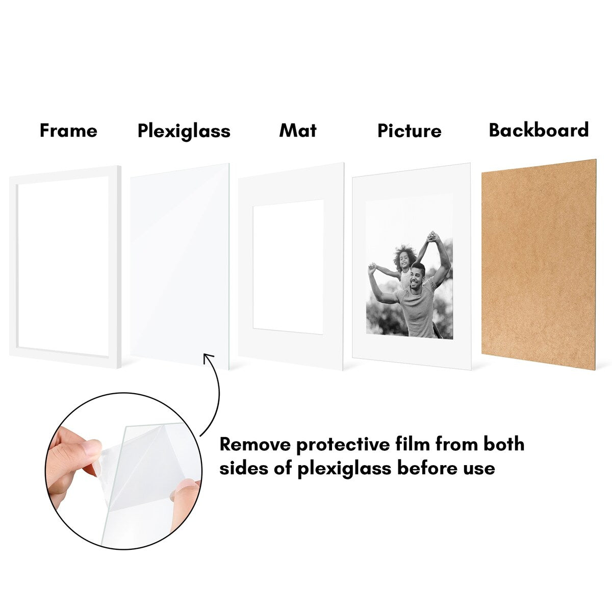 Americanflat 5 Pack of Picture Frames with Mat - Plexiglass Cover